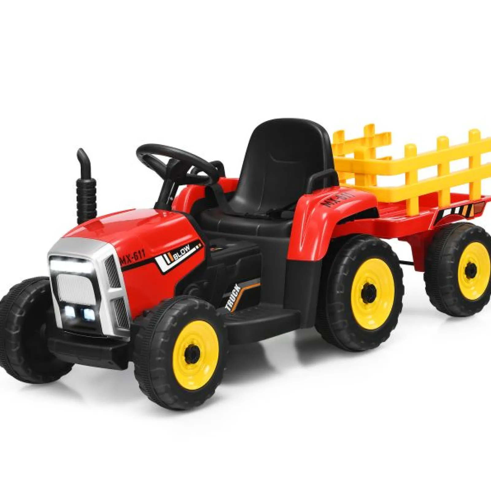 Little Helper Montessori Elektrofahrzeug | 12V Kinder-Aufsitztraktor mit Anhängermusik und LED-Lichtern | Farboptionen | 3 Jahre+