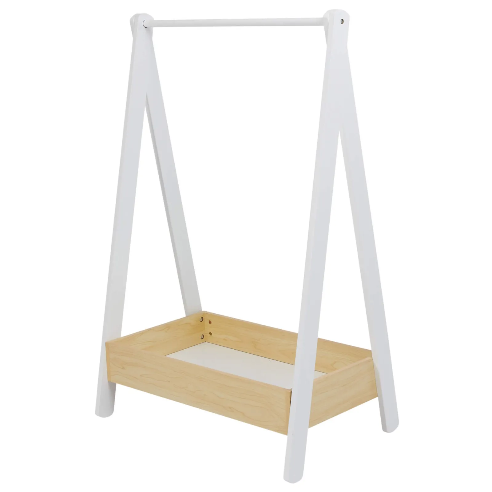 Kinder Little Helper Montessori Holz-Kleiderstange für Kinder mit Stauraum | Dress-up-Schiene | 98 cm hoch
