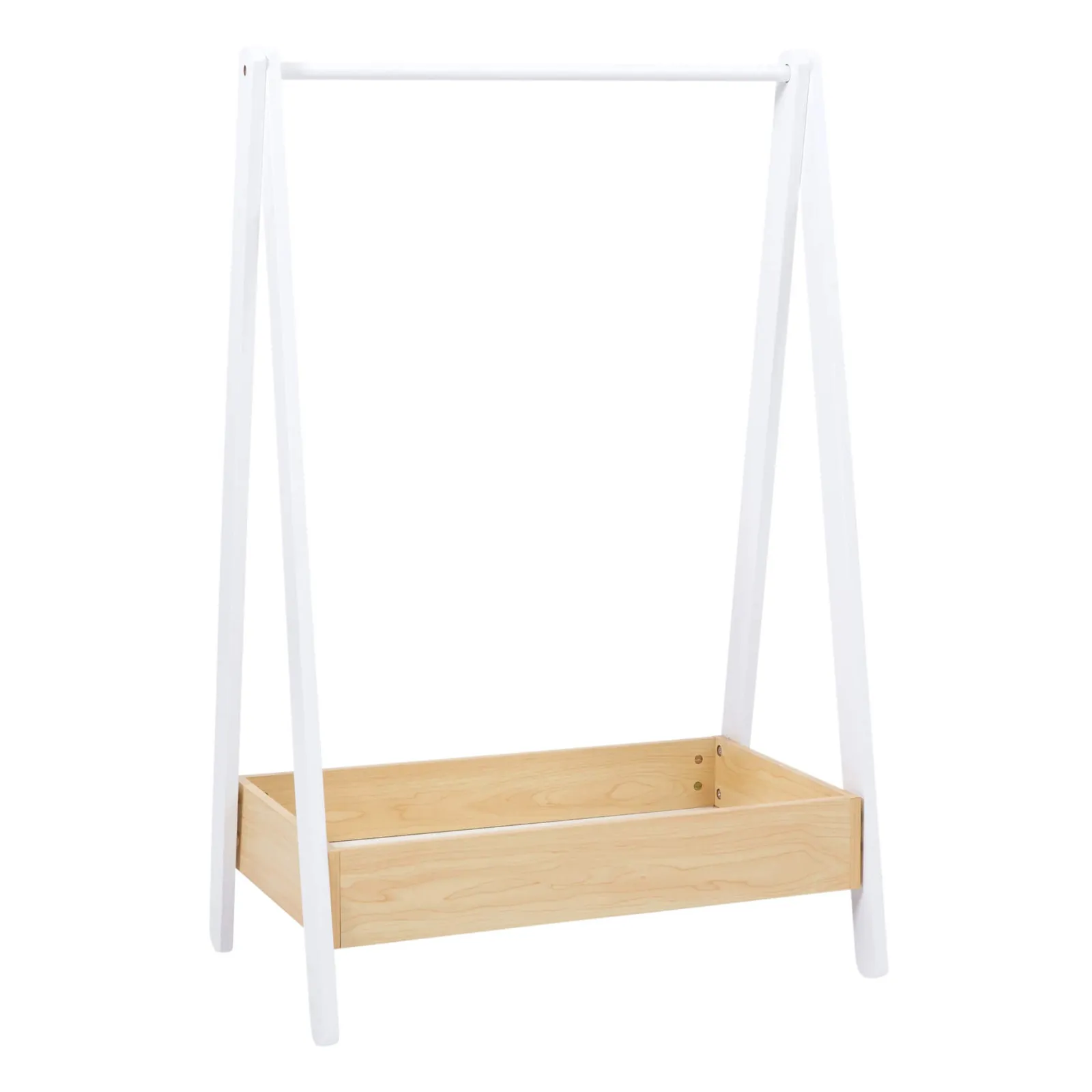 Kinder Little Helper Montessori Holz-Kleiderstange für Kinder mit Stauraum | Dress-up-Schiene | 98 cm hoch