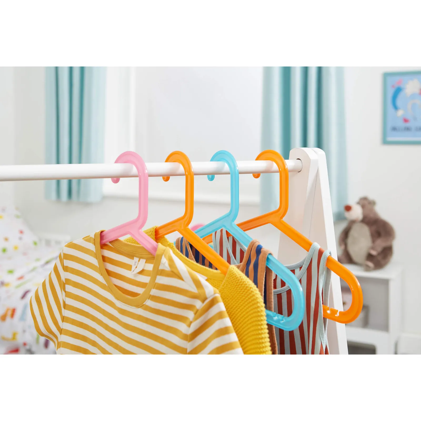 Kinder Little Helper Montessori Holz-Kleiderstange für Kinder mit Stauraum | Dress-up-Schiene | 98 cm hoch