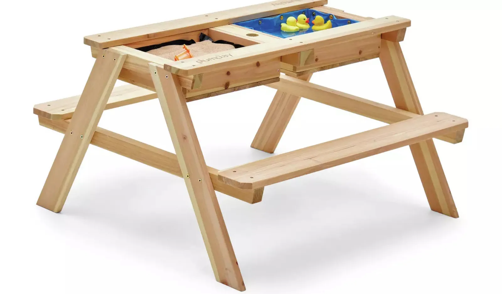 Little Helper Montessori 4-in-1 FSC Eco Conscious Holz 4-Sitzer-Picknickbank | Wasserstation | Sandkasten & Matschküche + Deckel | 18m+