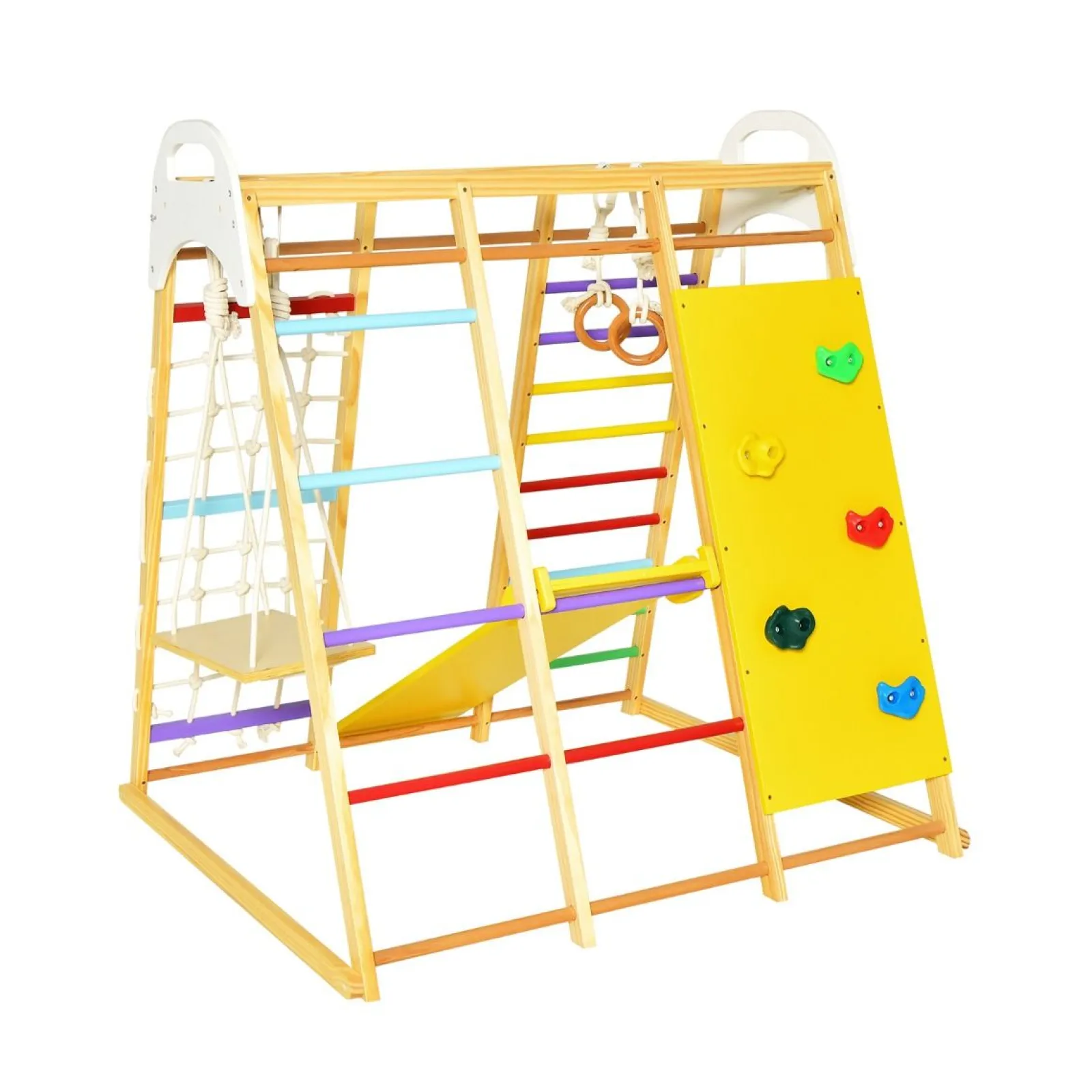 Kinder Little Helper Montessori 8-in-1 Klettergerüst aus Ökoholz | Klettergerüst-Spielset | Rutsche | Klettergerüst | Ab 3 Jahren