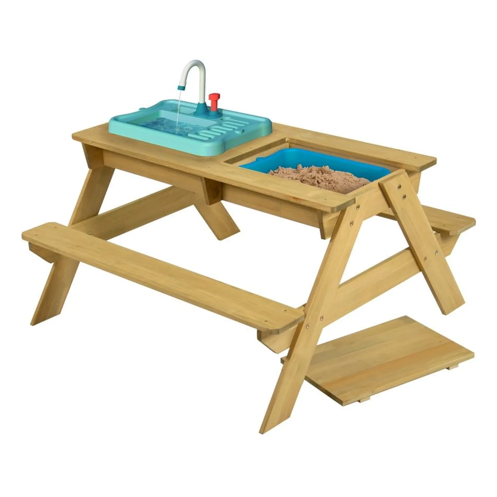 Little Helper Montessori 5-in-1-Picknickbank, Wasserstation, Sandkasten und Matschküche aus FSC-Holz für Kinder | Ab 2 Jahren