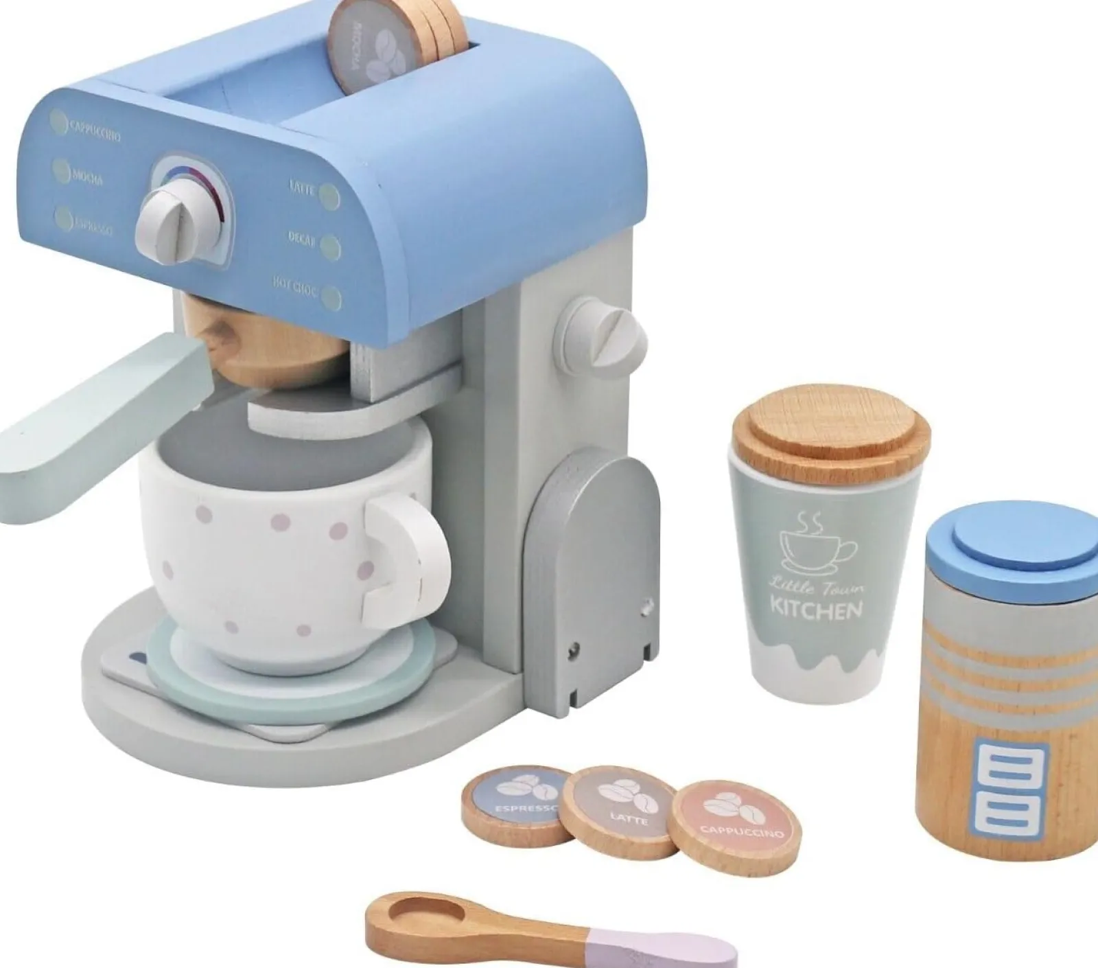 Little Helper Montessori Kaffeemaschine aus Holz | Barista Set mit Zubehör | Rollenspiel | 36m+