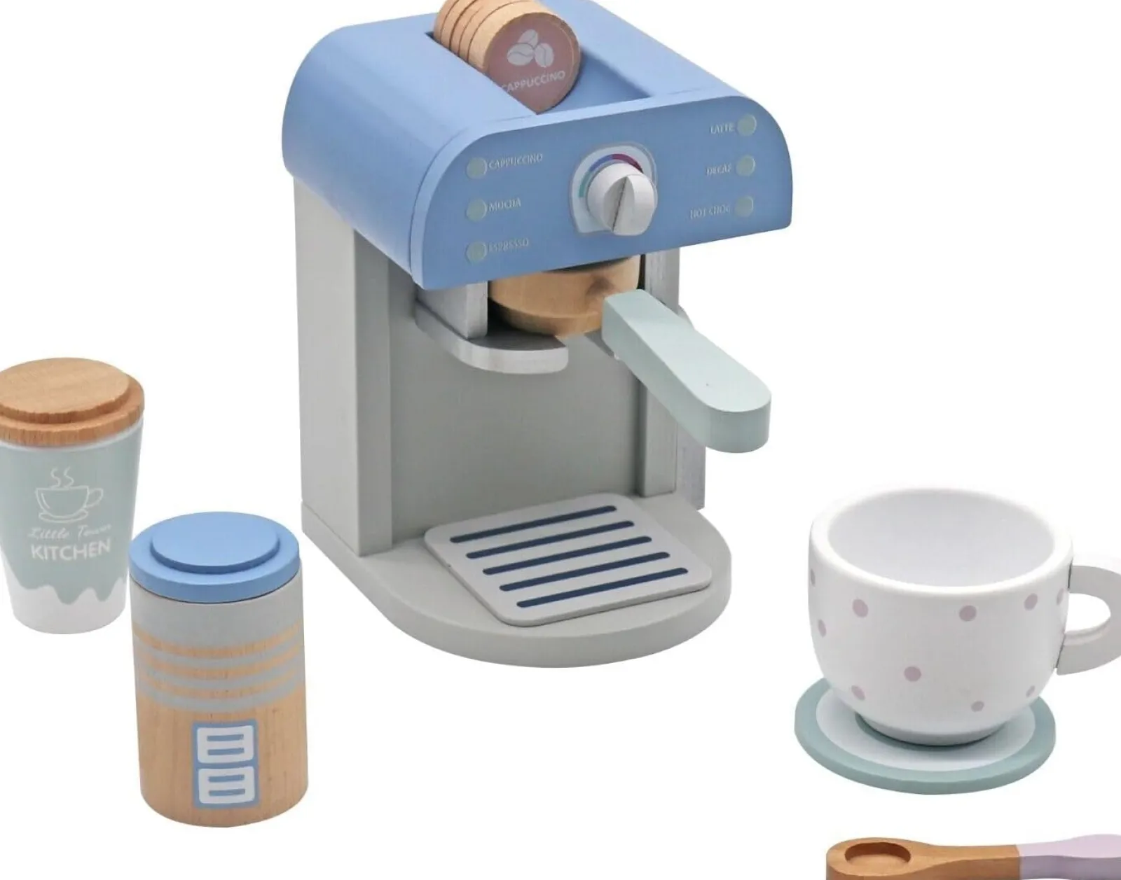 Little Helper Montessori Kaffeemaschine aus Holz | Barista Set mit Zubehör | Rollenspiel | 36m+