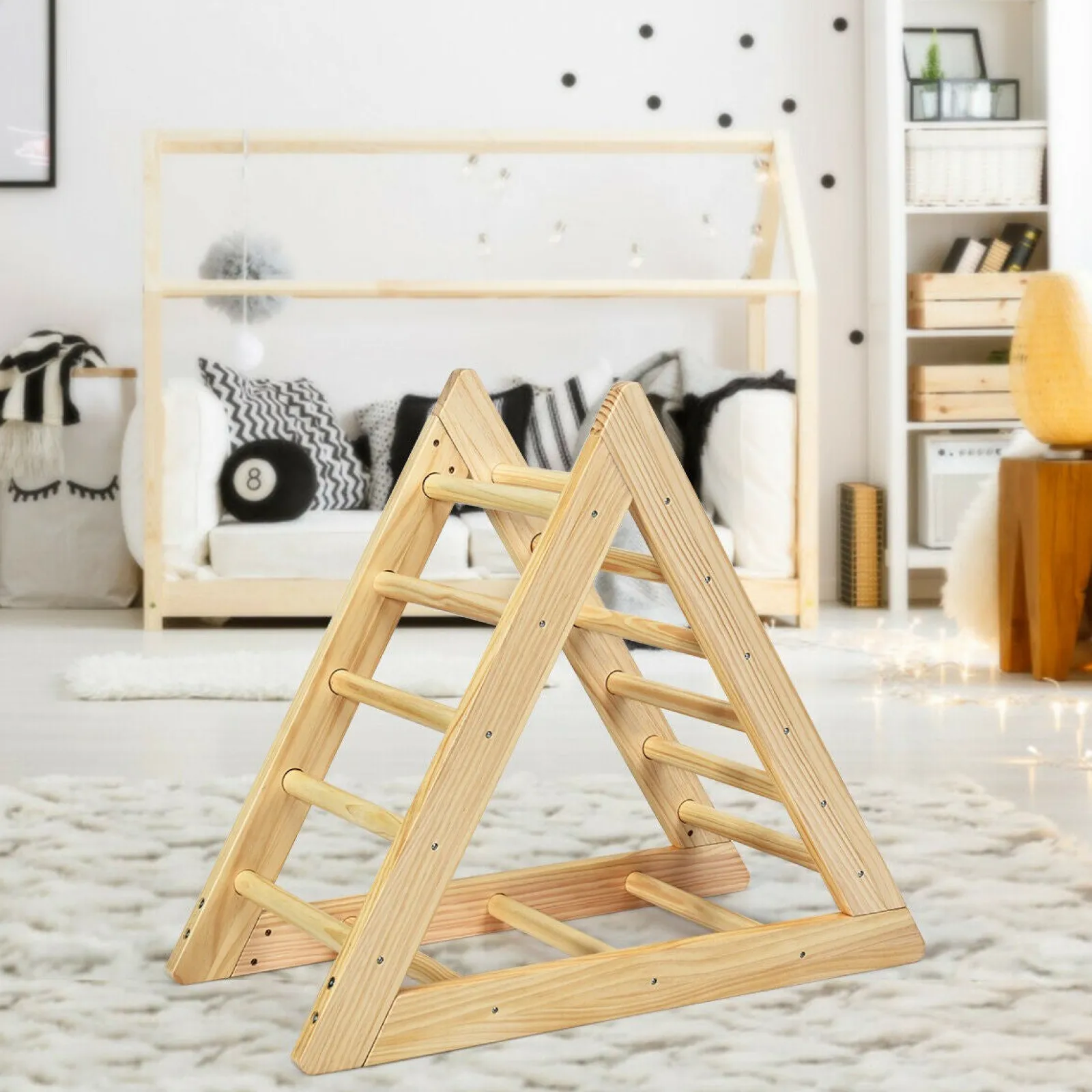 Kinder Little Helper Montessori Natürliches Pikler Öko-Kieferndreieck | Hölzernes Klettergerüst Für Kleinkinder | Klettergerüste Für Den Innenbereich