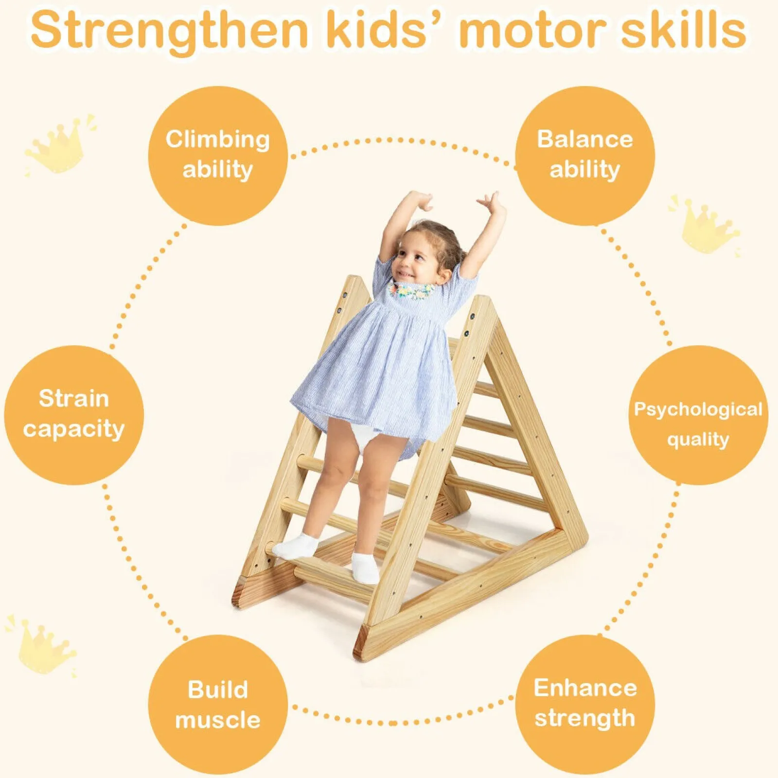 Kinder Little Helper Montessori Natürliches Pikler Öko-Kieferndreieck | Hölzernes Klettergerüst Für Kleinkinder | Klettergerüste Für Den Innenbereich