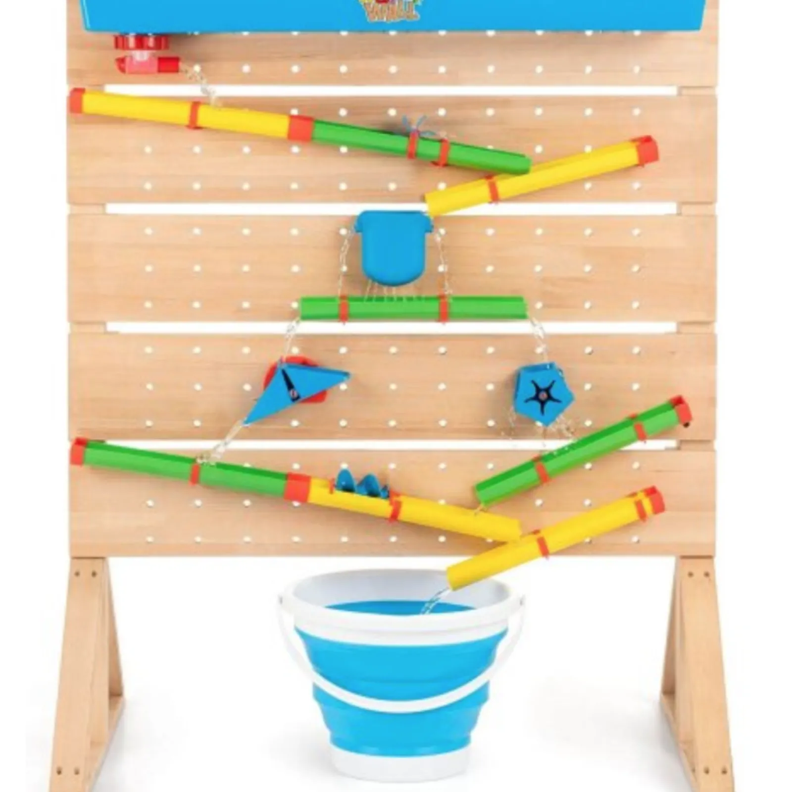 Little Helper Montessori Outdoor-Wasserwand aus Öko-Holz | Wasserspiel für Kinder | 3 Jahre+