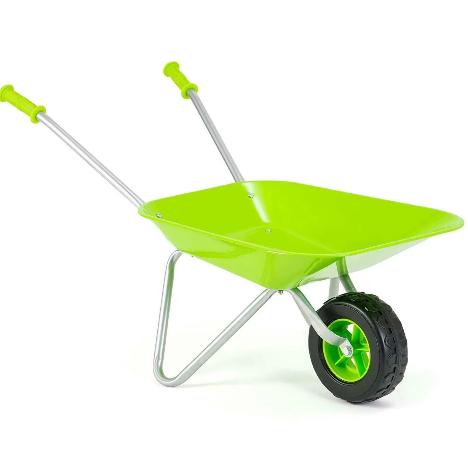 Little Helper Montessori Schubkarre für Kinder aus rostfreiem Stahl mit ergonomischen Griffen | Limettengrün | Ab 3 Jahren