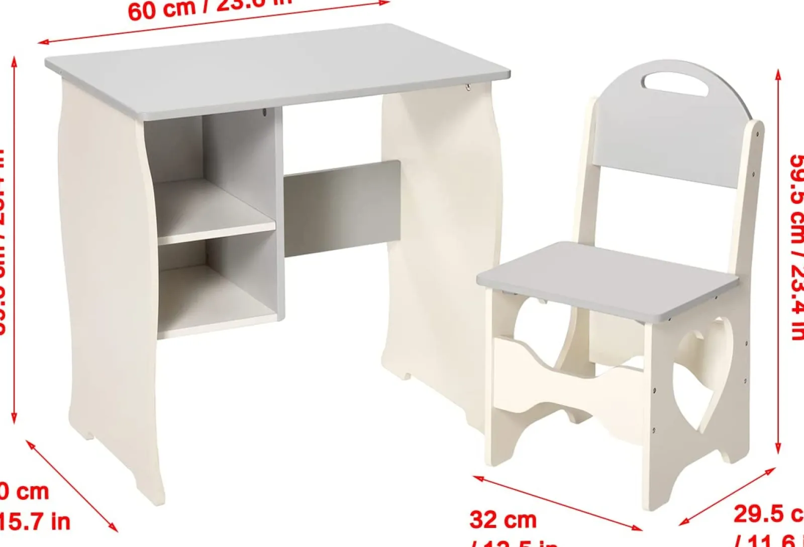 Kinder Little Helper Montessori Sweetheart Hausaufgabenpult für Kinder | Bücherregal | Aufbewahrung & Hocker | Creme & Grau | 3-10 Jahre