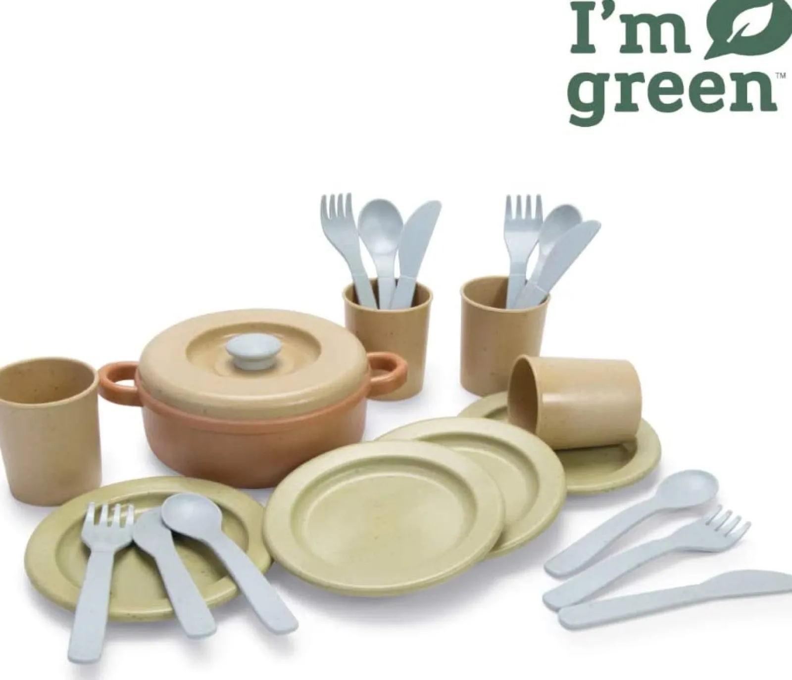 Little Helper Montessori 22-teiliges Teeservice für Kinder aus 100 % recycelbarem BIOKunststoff | Spiel-Lebensmittelset | Ab 2 Jahren
