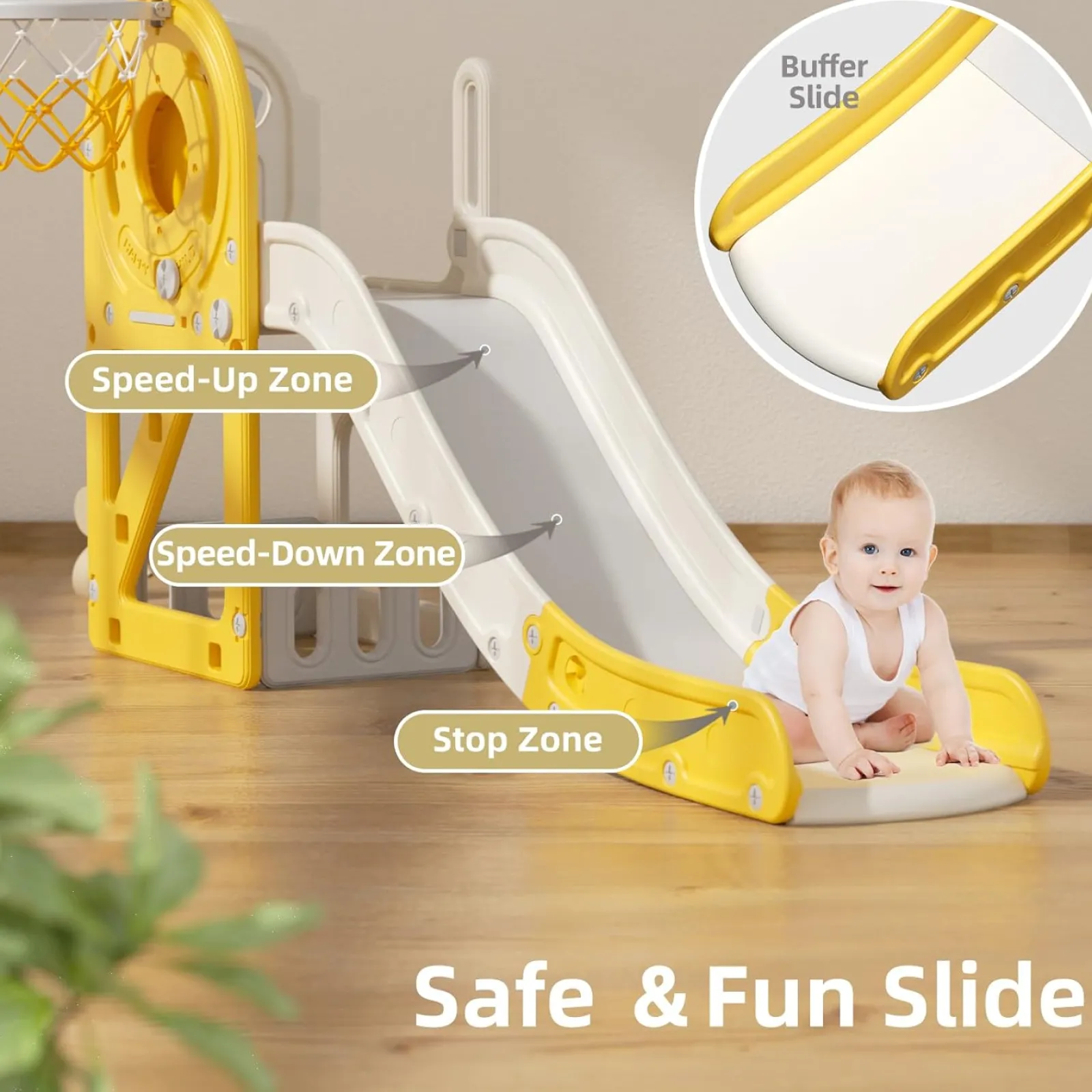 Little Helper Montessori-Folienset für Kinder | Basketballkorb | Drinnen oder draußen | Gelb oder Grau