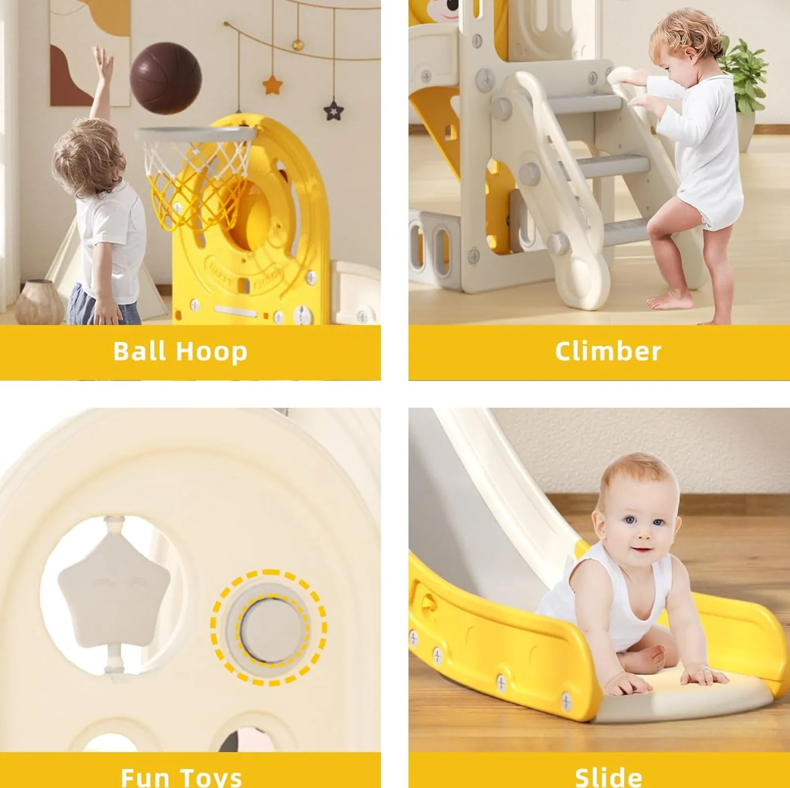 Little Helper Montessori-Folienset für Kinder | Basketballkorb | Drinnen oder draußen | Gelb oder Grau