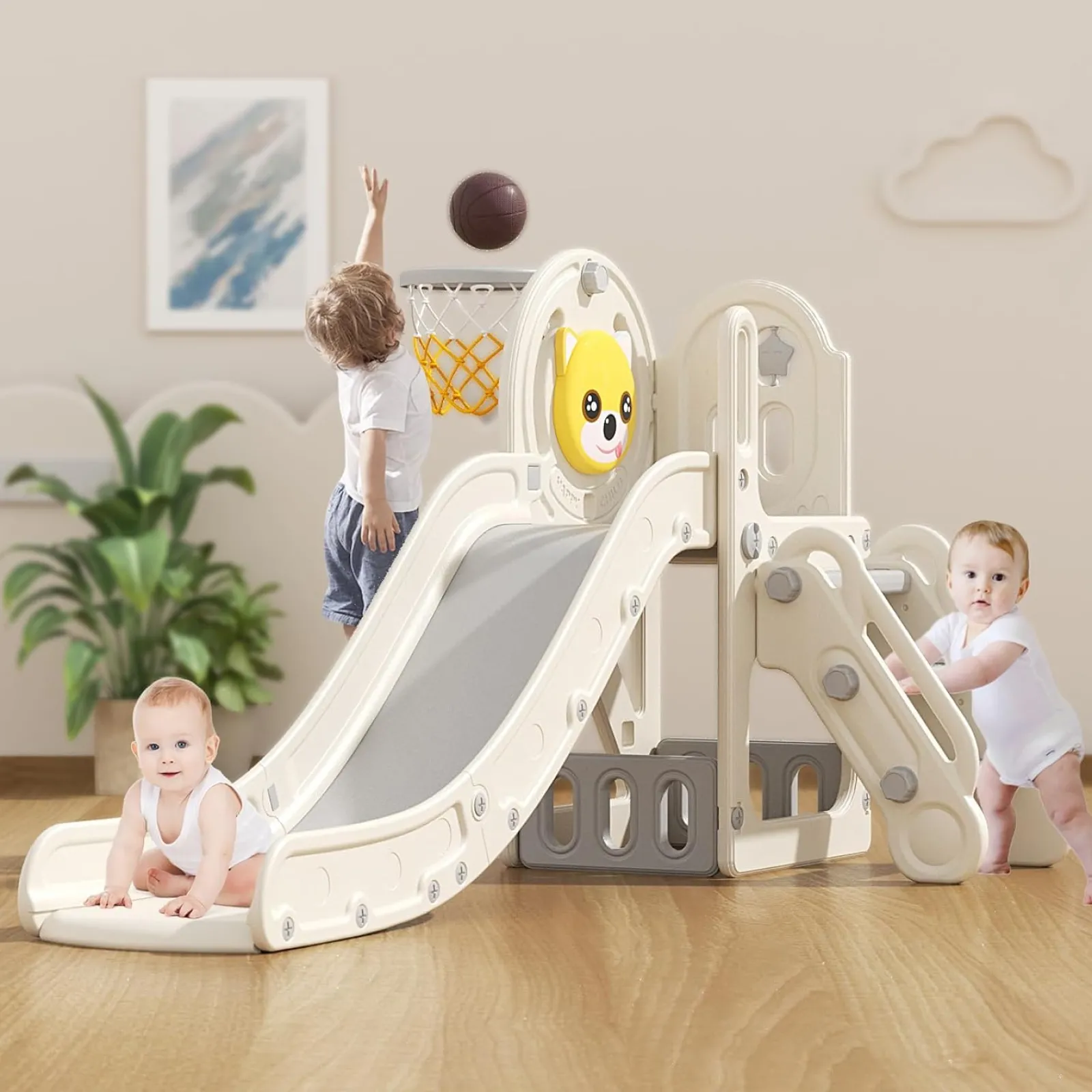 Little Helper Montessori-Folienset für Kinder | Basketballkorb | Drinnen oder draußen | Gelb oder Grau