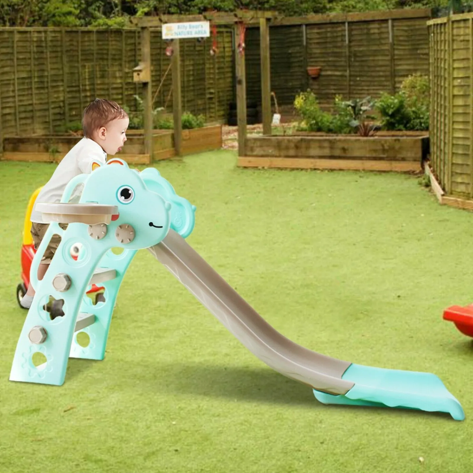 Little Helper Montessori-Klapprutsche für Kinder mit erweiterter Sicherheitsplattform | Rosa oder Aqua | 3–6 Jahre