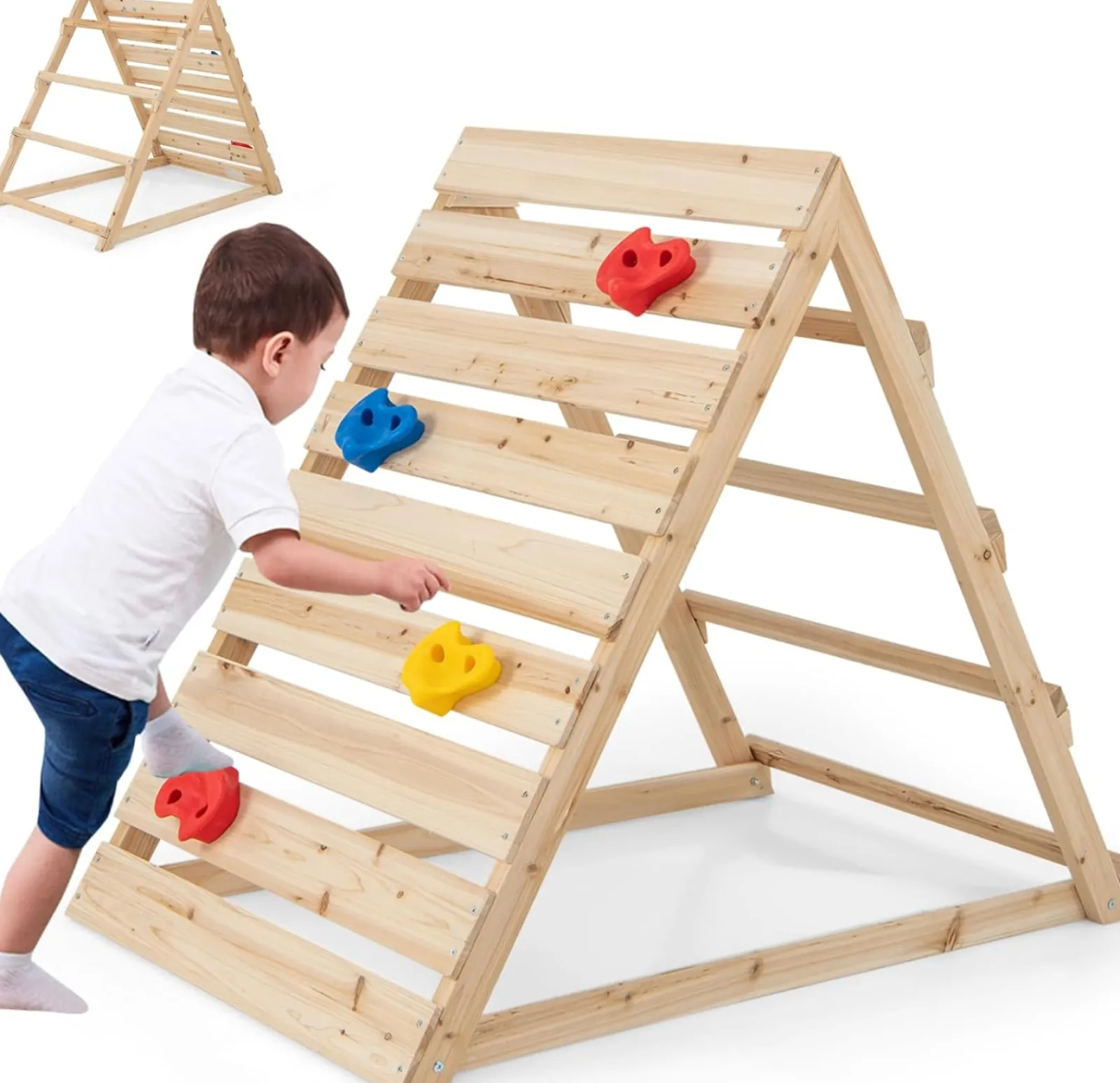Kinder Little Helper Montessori-Klettergerüst | Pikler-Dreieck | Kletterwand Und Höhle Für Kleinkinder Aus Öko-Holz | 3-8 Jahre