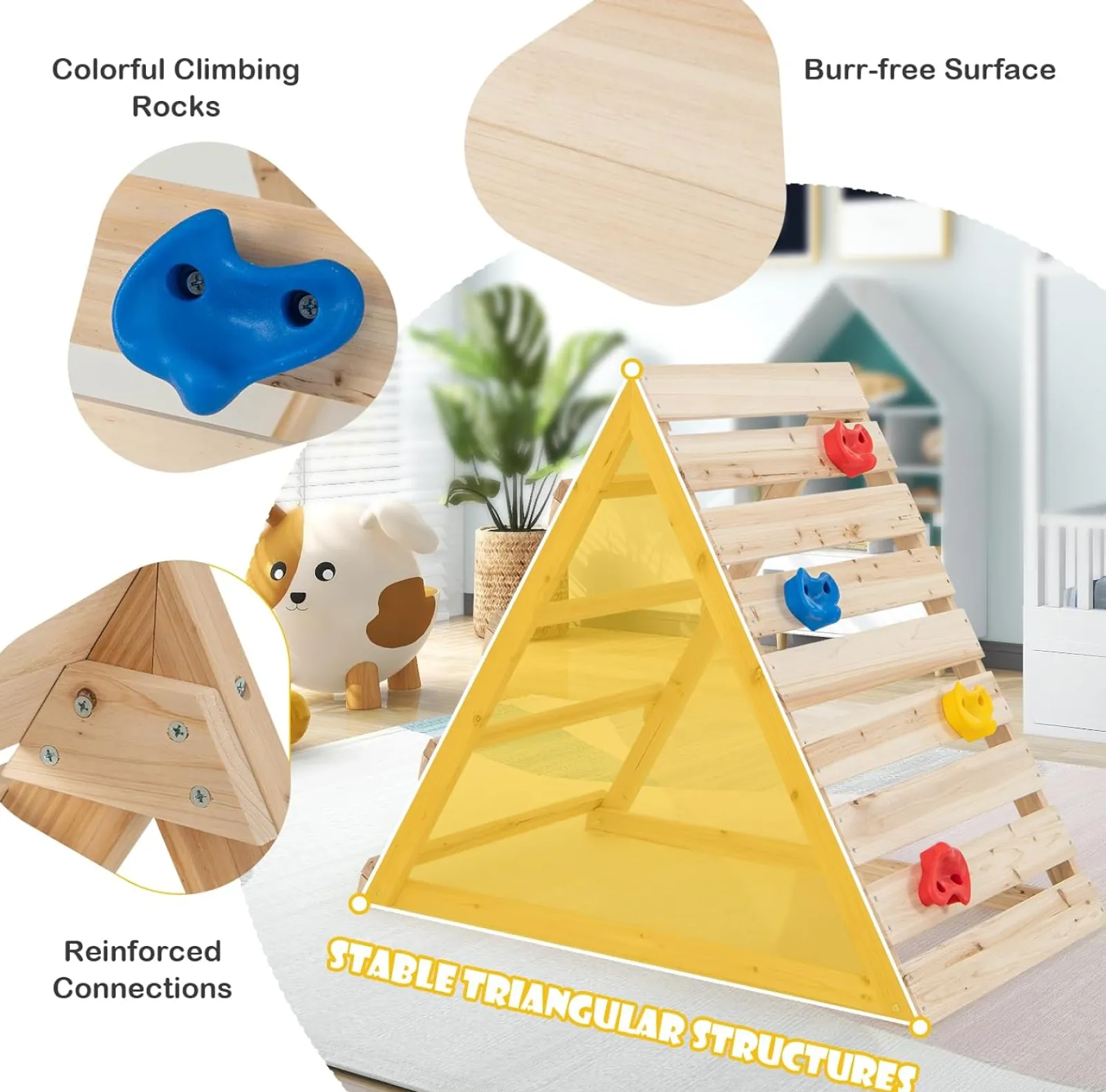 Kinder Little Helper Montessori-Klettergerüst | Pikler-Dreieck | Kletterwand Und Höhle Für Kleinkinder Aus Öko-Holz | 3-8 Jahre