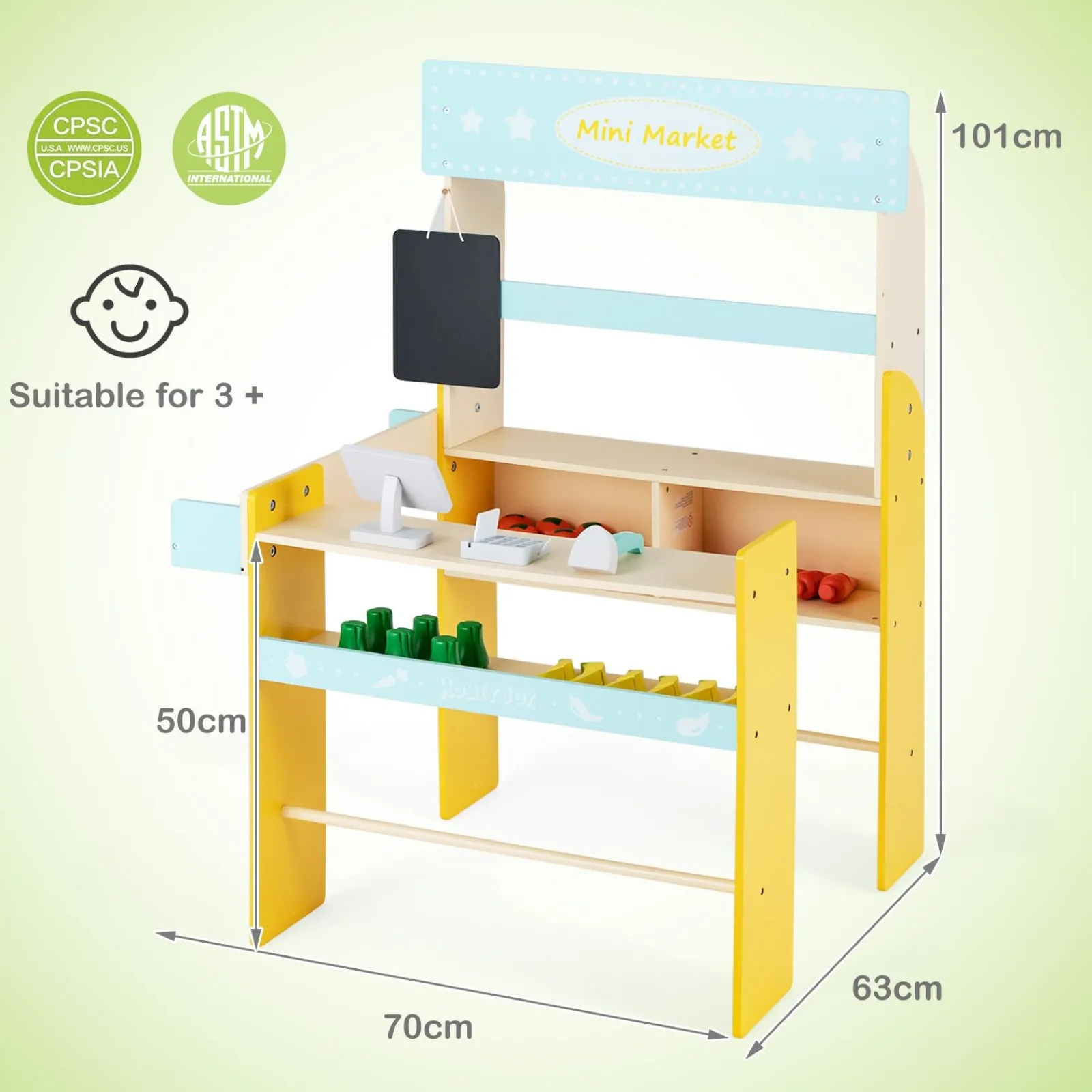 Little Helper Montessori-Lebensmittelladen aus Holz zum Rollenspiel | 36-teiliges Gemüsezubehör | Ab 3 Jahren