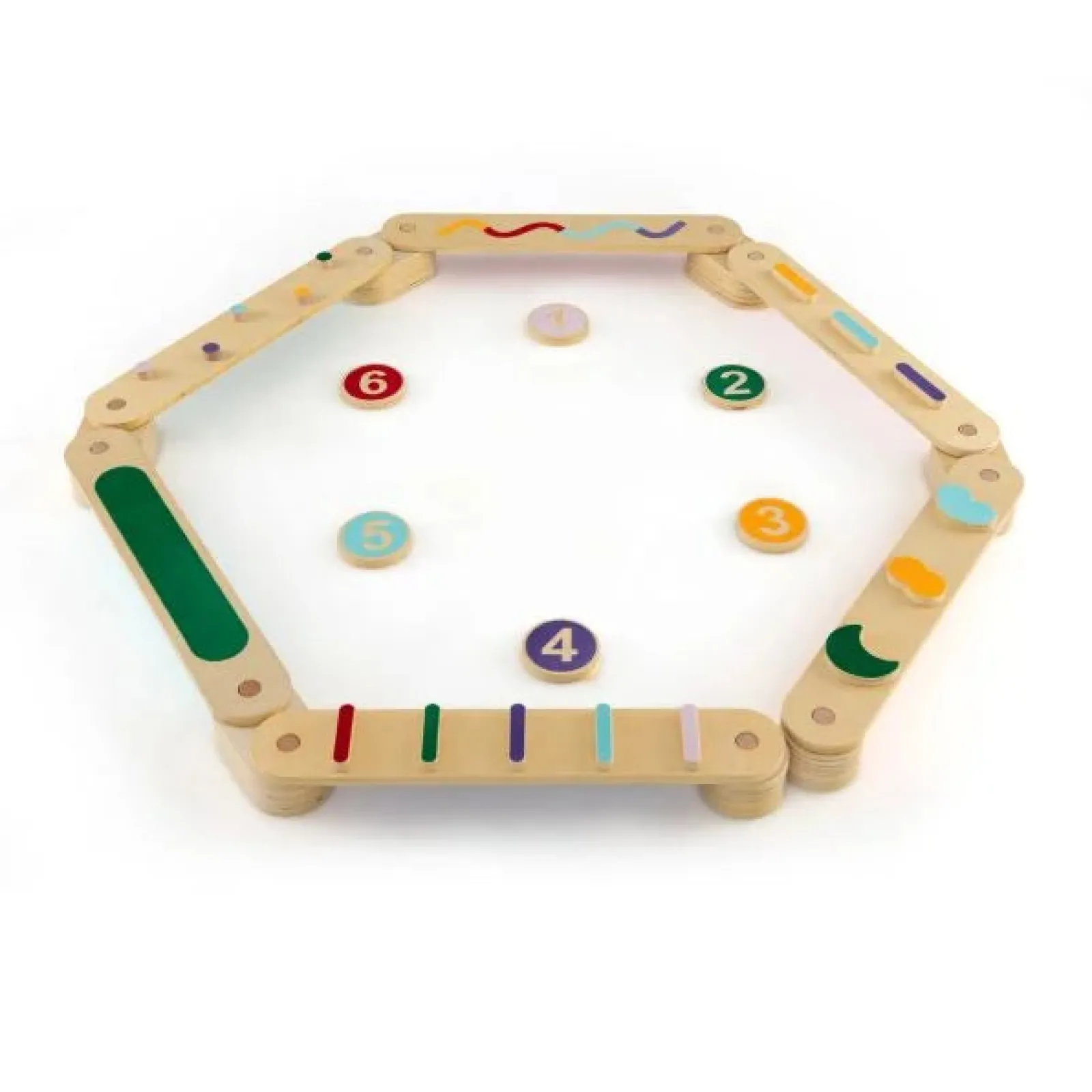 Kinder Little Helper Montessori-Pikler | Hochwertiger Schwebebalken Aus Ökoholz | Trittsteine ​​ | Natur Und Pastell