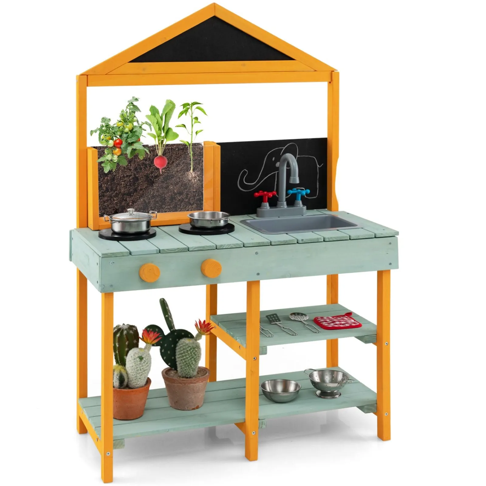 Little Helper Montessori-Schlammküche aus Holz | Wurzelbetrachtungspflanzer | Verwendung im Innen- und Außenbereich | 3 Jahre +