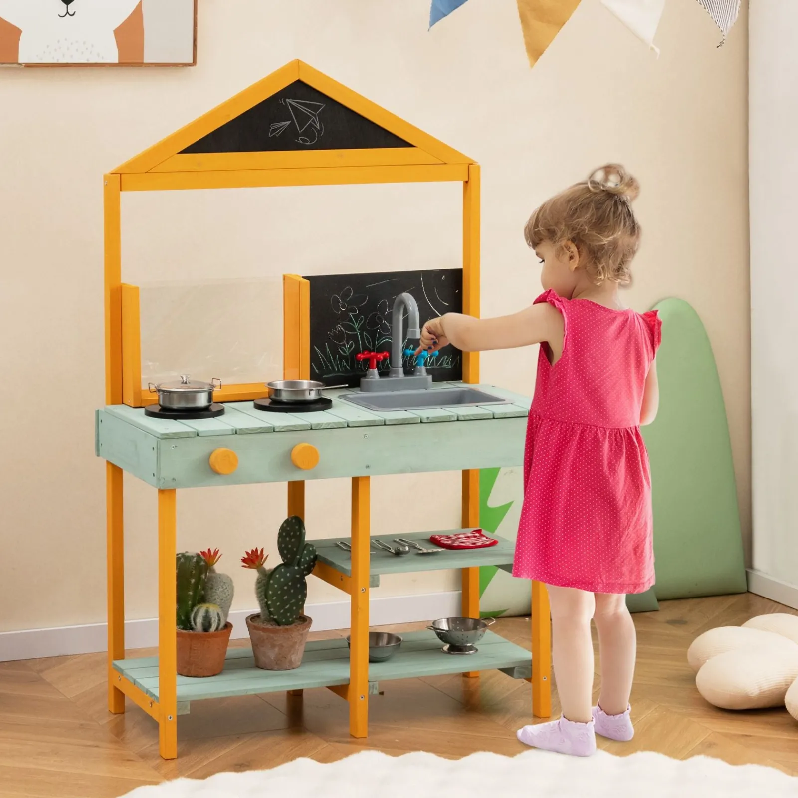 Little Helper Montessori-Schlammküche aus Holz | Wurzelbetrachtungspflanzer | Verwendung im Innen- und Außenbereich | 3 Jahre +