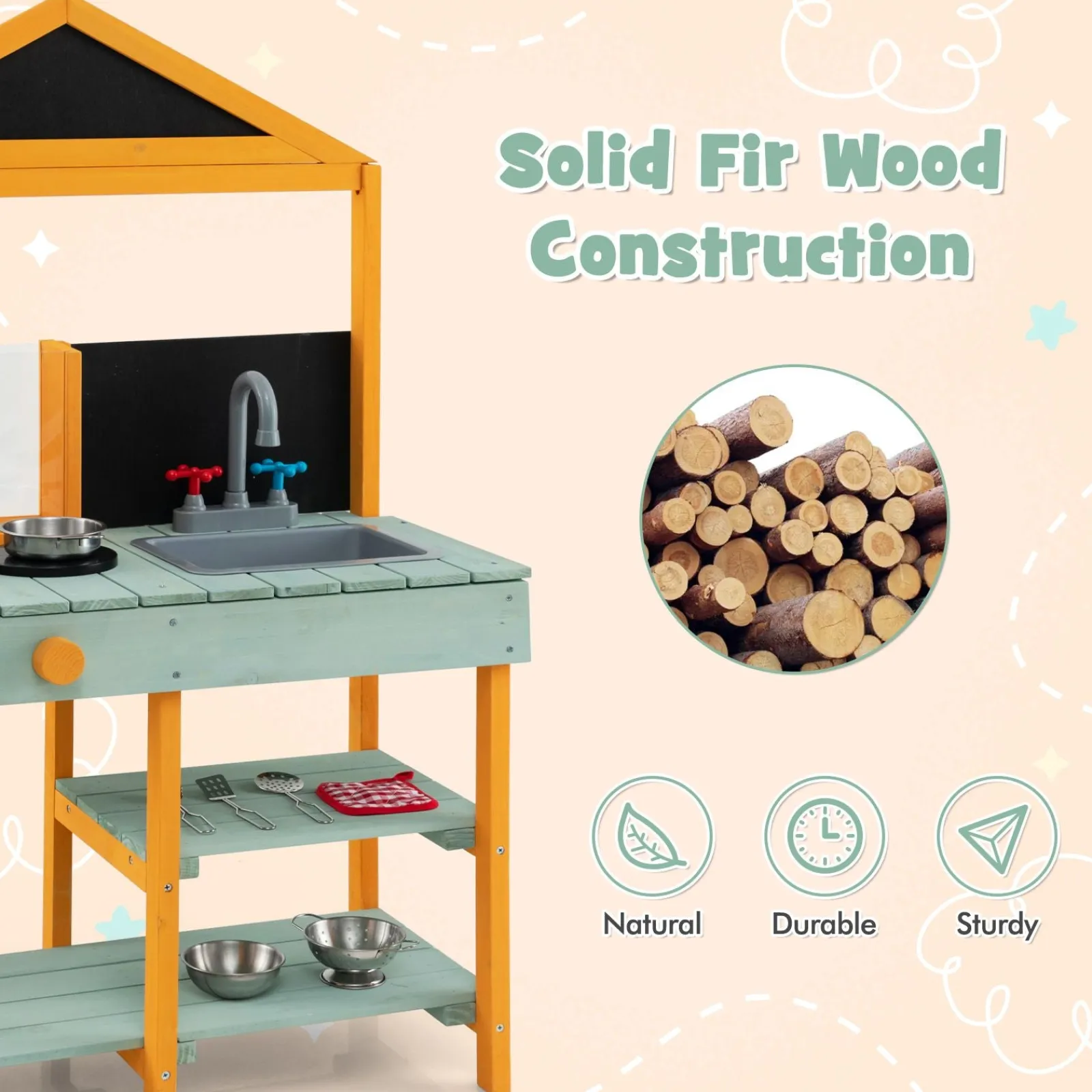 Little Helper Montessori-Schlammküche aus Holz | Wurzelbetrachtungspflanzer | Verwendung im Innen- und Außenbereich | 3 Jahre +