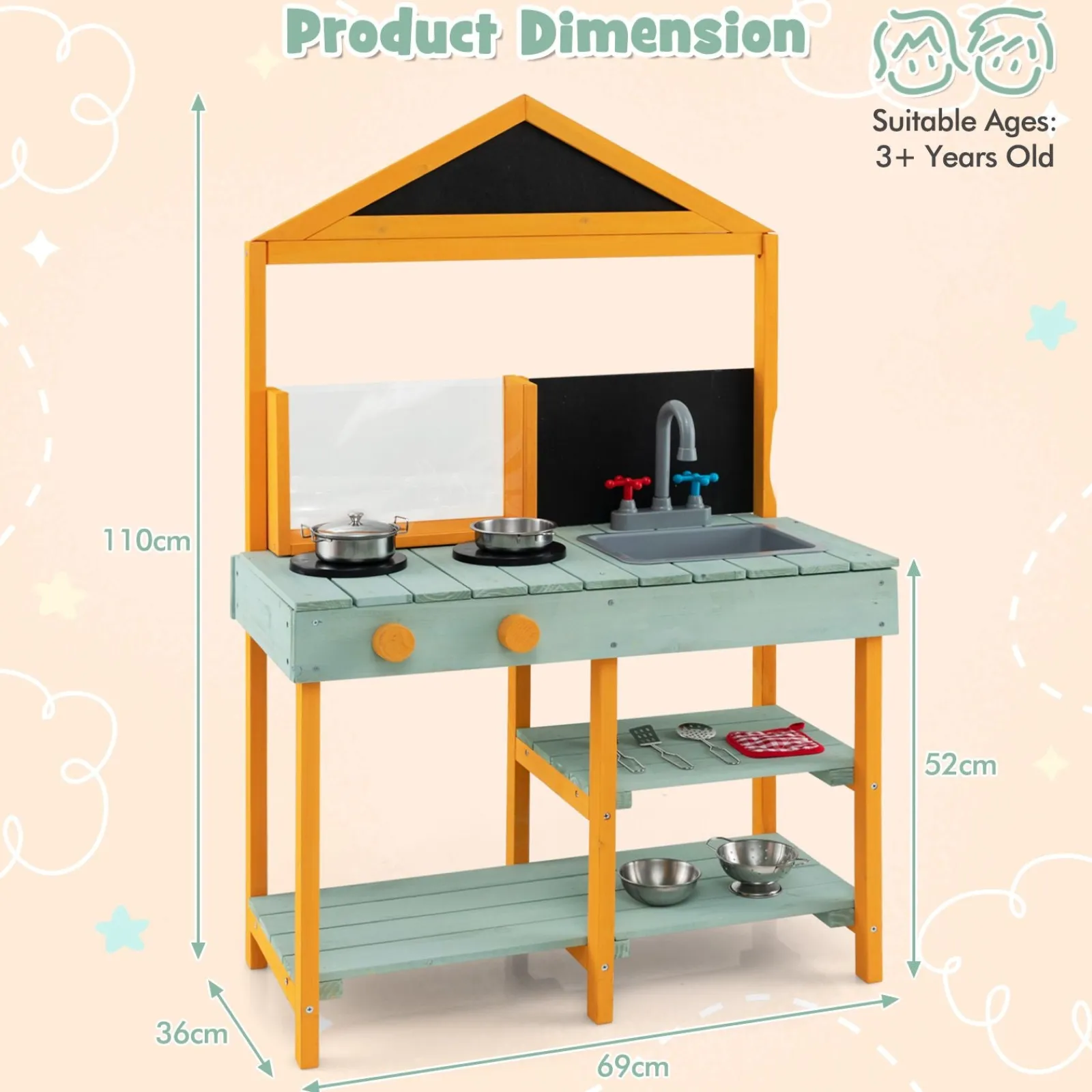 Little Helper Montessori-Schlammküche aus Holz | Wurzelbetrachtungspflanzer | Verwendung im Innen- und Außenbereich | 3 Jahre +
