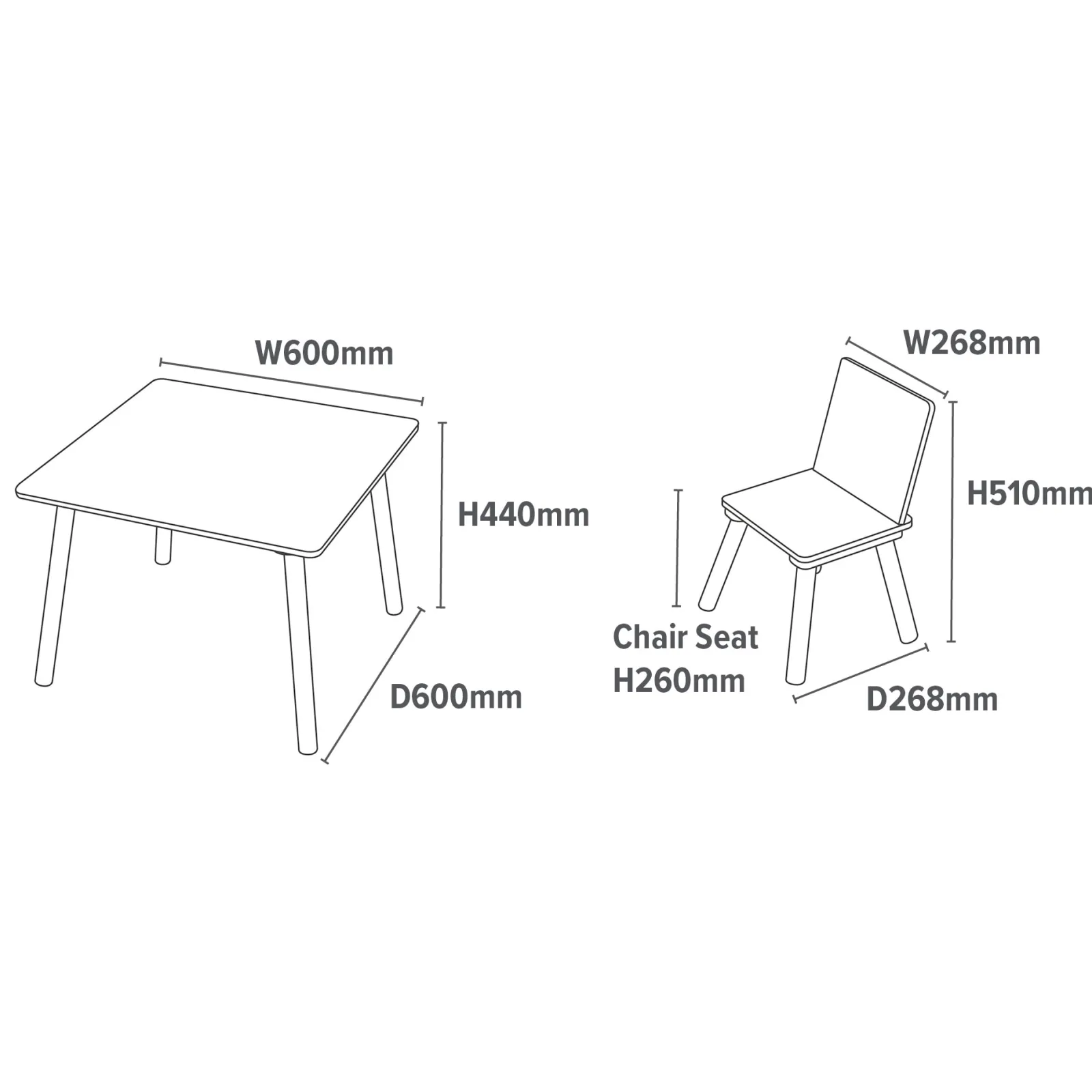 Kinder Little Helper Montessori-Set mit Tisch und 2 Stühlen im Scandi-Design, kratzfest, aus weißem und Kiefernholz | Ab 2 Jahren