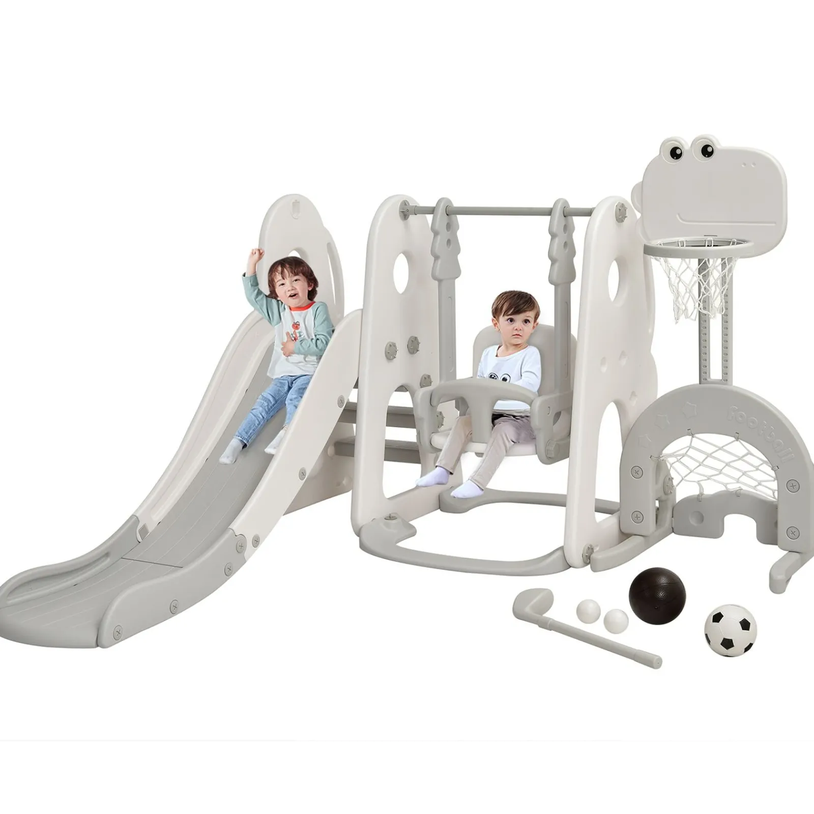 Little Helper Montessori-Spielschaukel- und Rutschenset für Kinder | Basketball | Innen-Außen | 3 Farben | 18m+