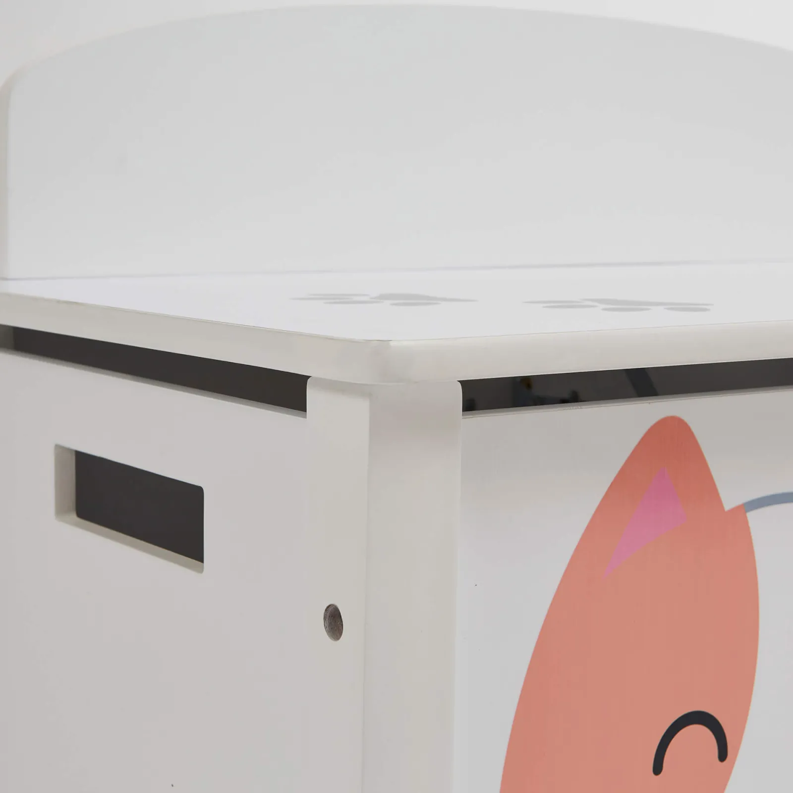 Kinder Little Helper Montessori-Spielzeugkiste und Sitz für Kinder mit Scharnier mit langsamer Entriegelung | Ottomane | Deckenbox | Katzen- und Hundedesign