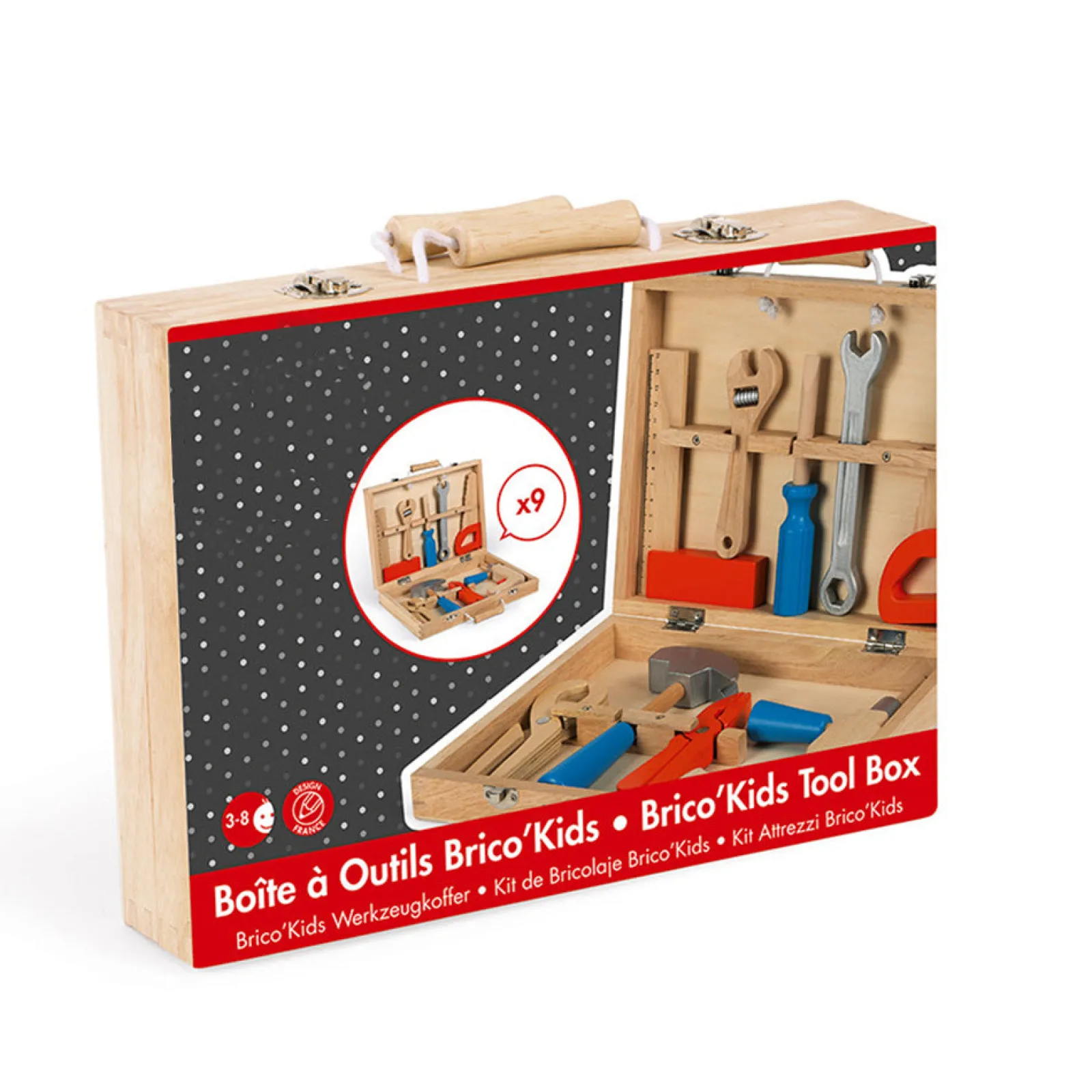 Little Helper Montessori-Werkzeugset aus Holz in Premiumqualität für Kinder in Holztragetasche | 3–8 Jahre