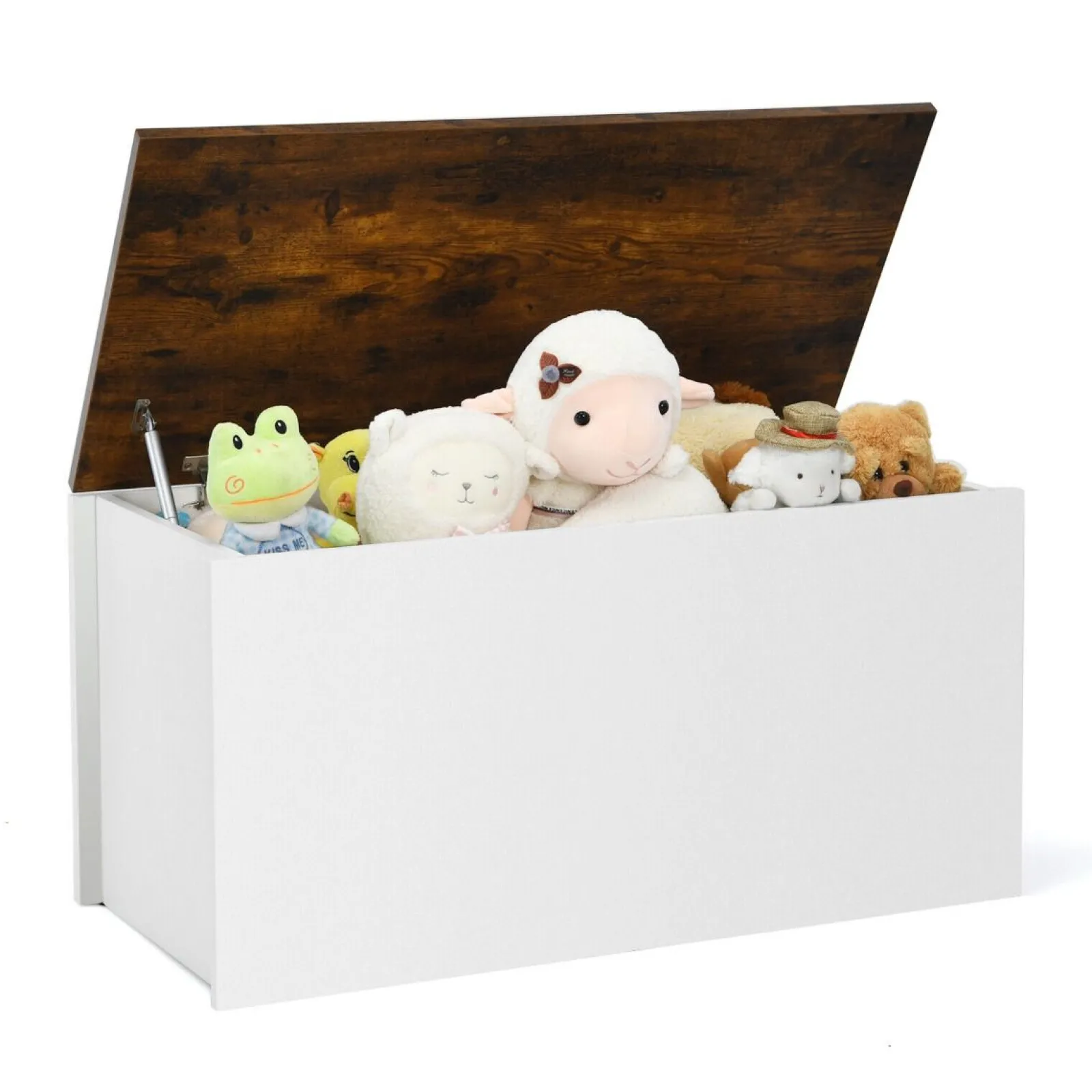 Kinder Little Helper Multifunktionale Holzspielzeugkiste für Kinder | Selbsthaltender Deckel | Aufbewahrungsbox für Kinderspielzeug aus Holz | Weiß