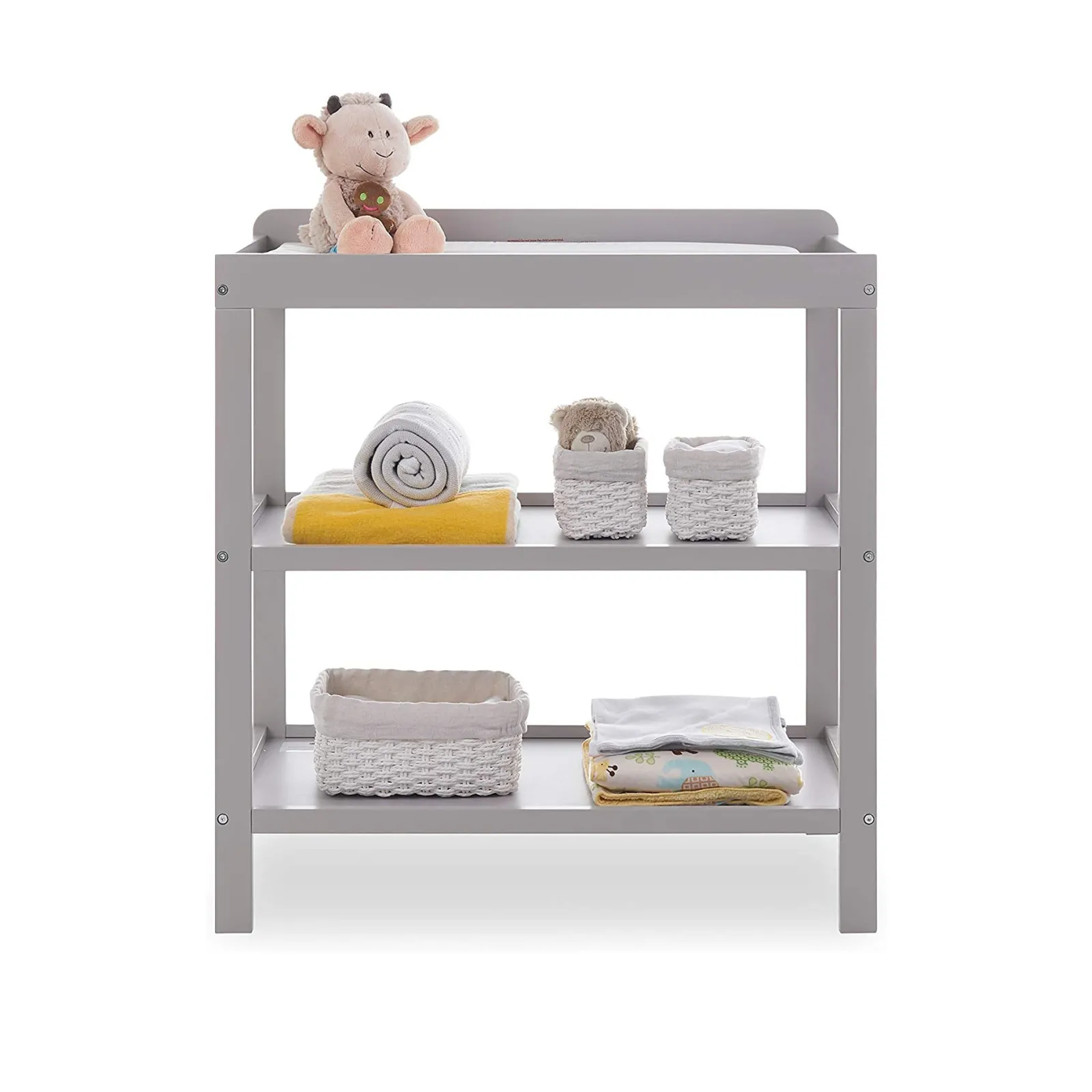 Kinder Little Helper Offene Wickelkommode Pebbles mit 2 Ebenen für das Babyzimmer | Warmes Grau
