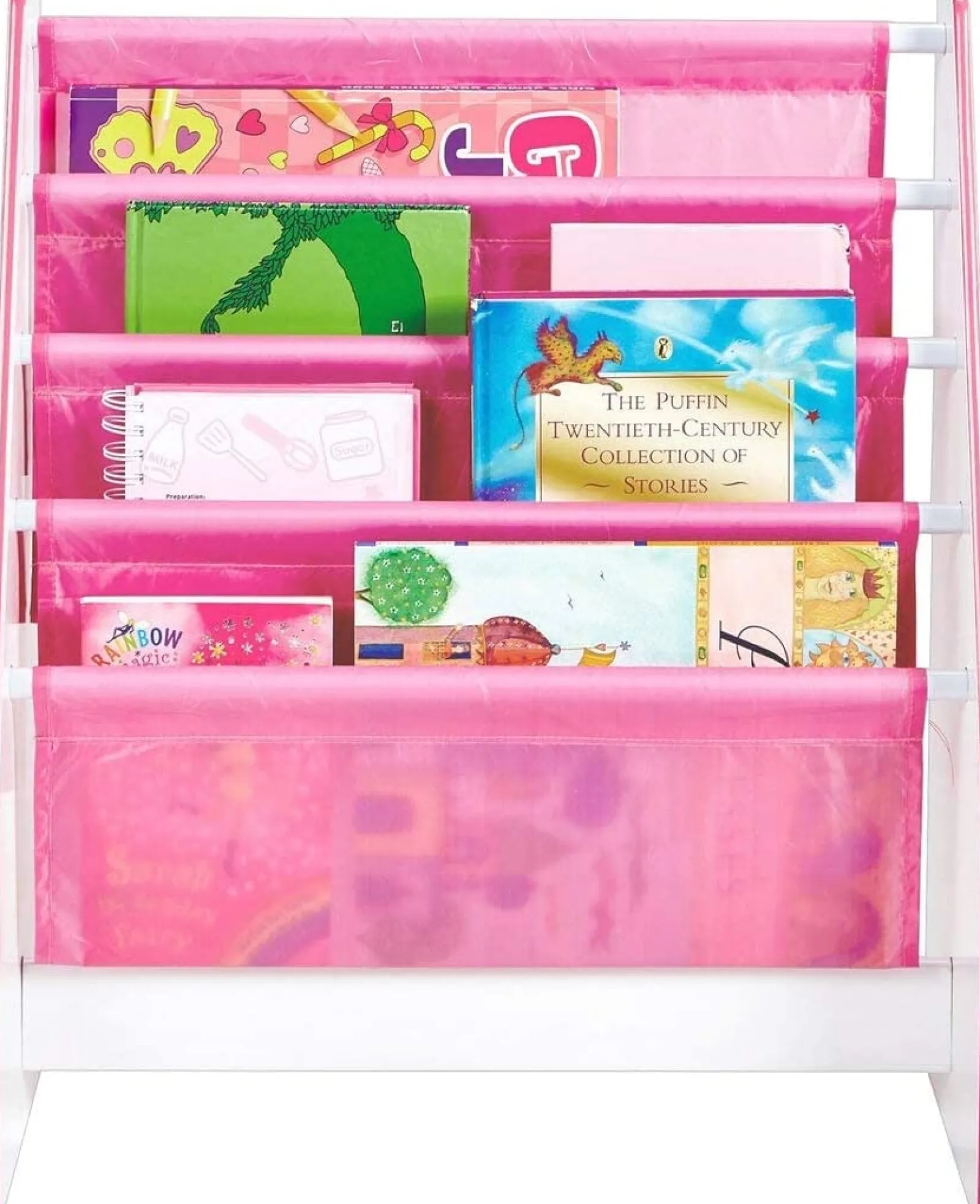 Kinder Little Helper Prinzessinnen-Rosa-Sling-Bücherregal mit 4 Etagen | Kinderbücherregal | Kinderbücherregal