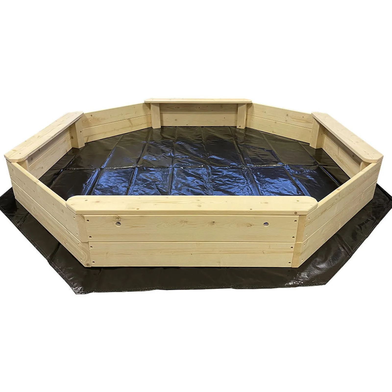 Little Helper Riesiger Öko-FSC-Deluxe-Sandkasten aus Holz mit wasserdichter Abdeckung | 1,77 m Durchmesser | 18 m+