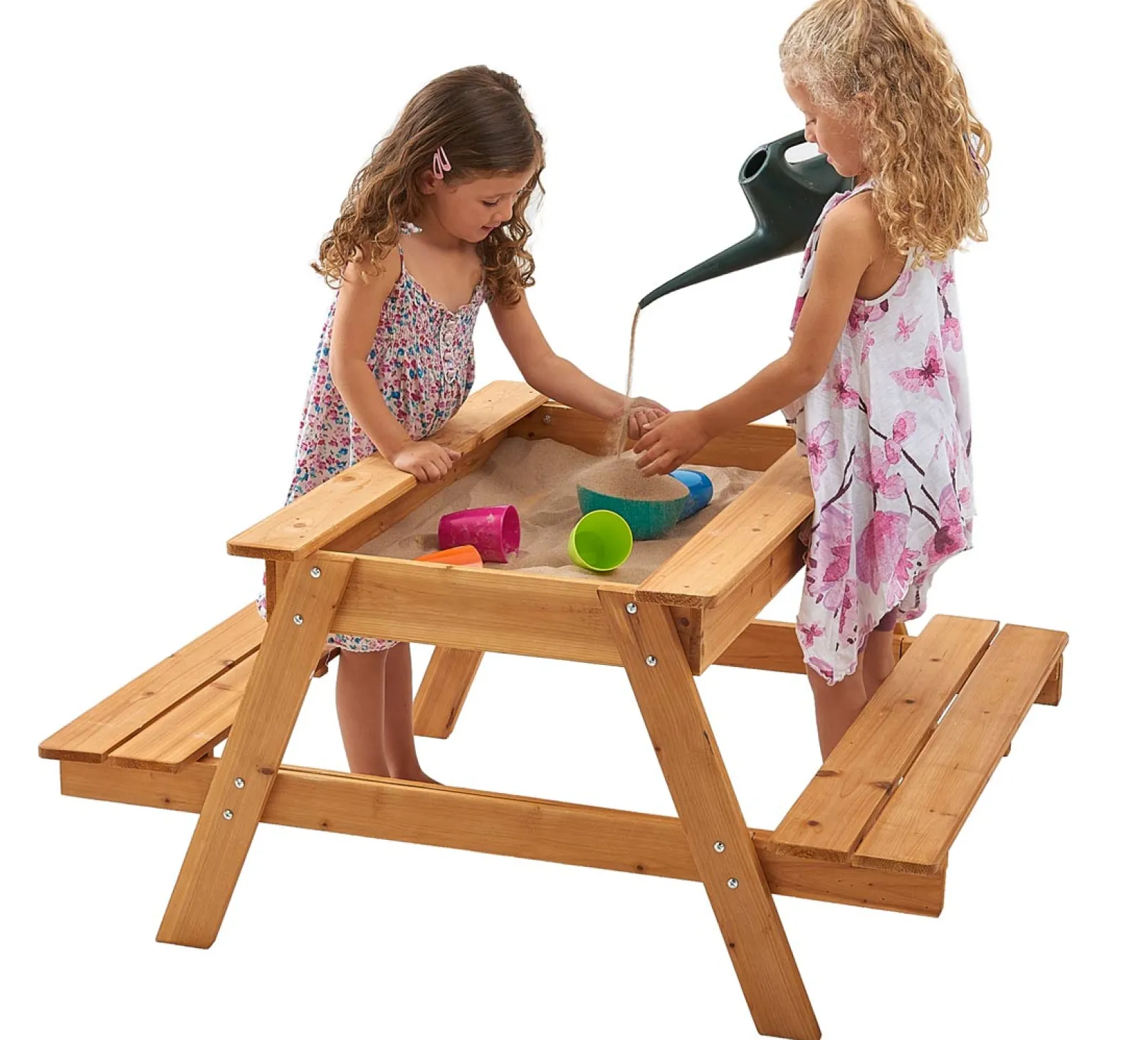 Little Helper Robuster 3-in-1-Sandkasten und Picknickbank aus vorbehandeltem, umweltfreundlichem Holz mit Abdeckung für Kinder | Ab 1 Jahr