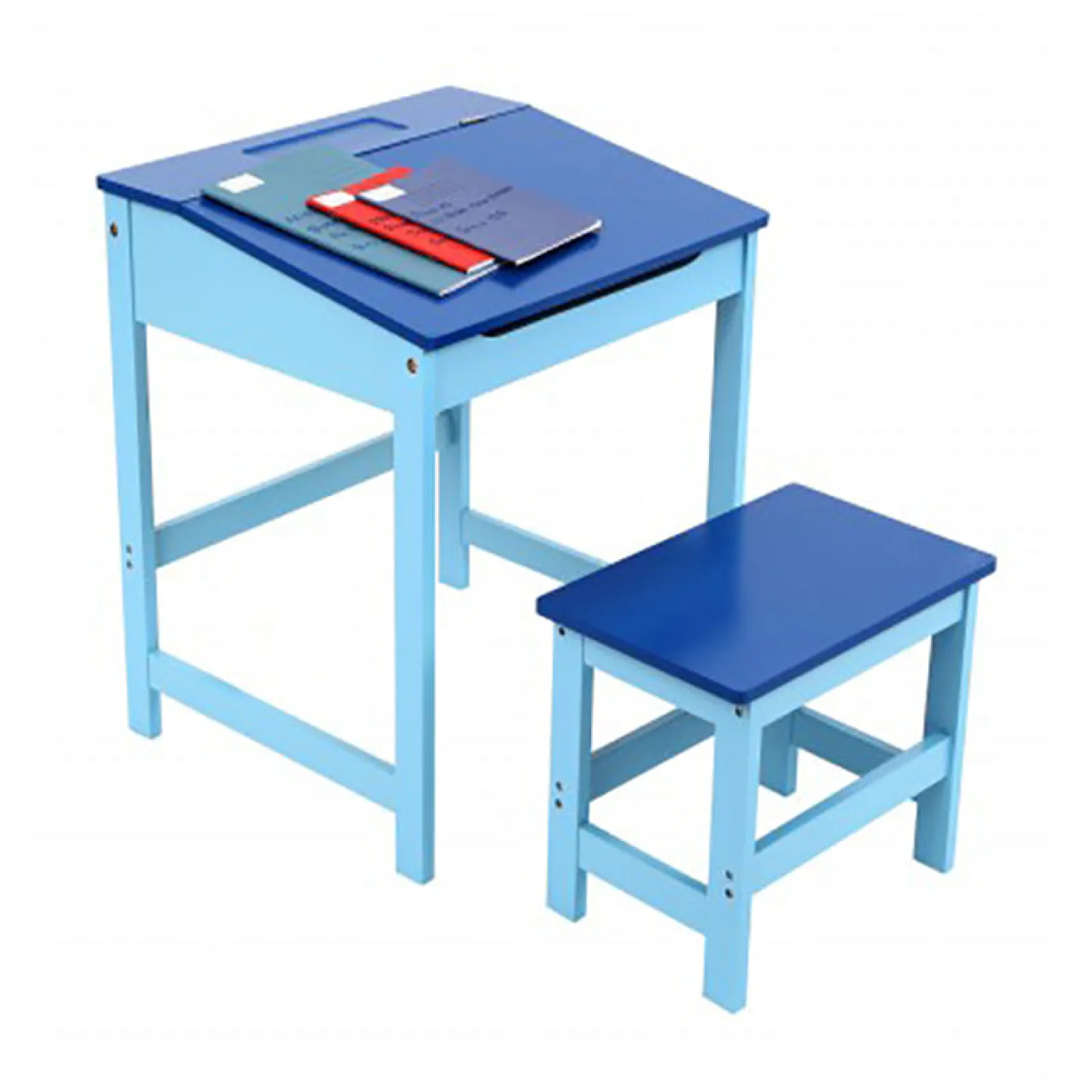 Kinder Little Helper Robuster und kompakter Kinderschreibtisch mit Hocker und Stauraum | Blau | 3-8 Jahre