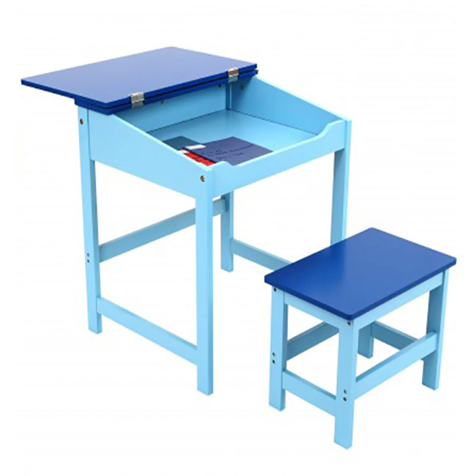 Kinder Little Helper Robuster und kompakter Kinderschreibtisch mit Hocker und Stauraum | Blau | 3-8 Jahre