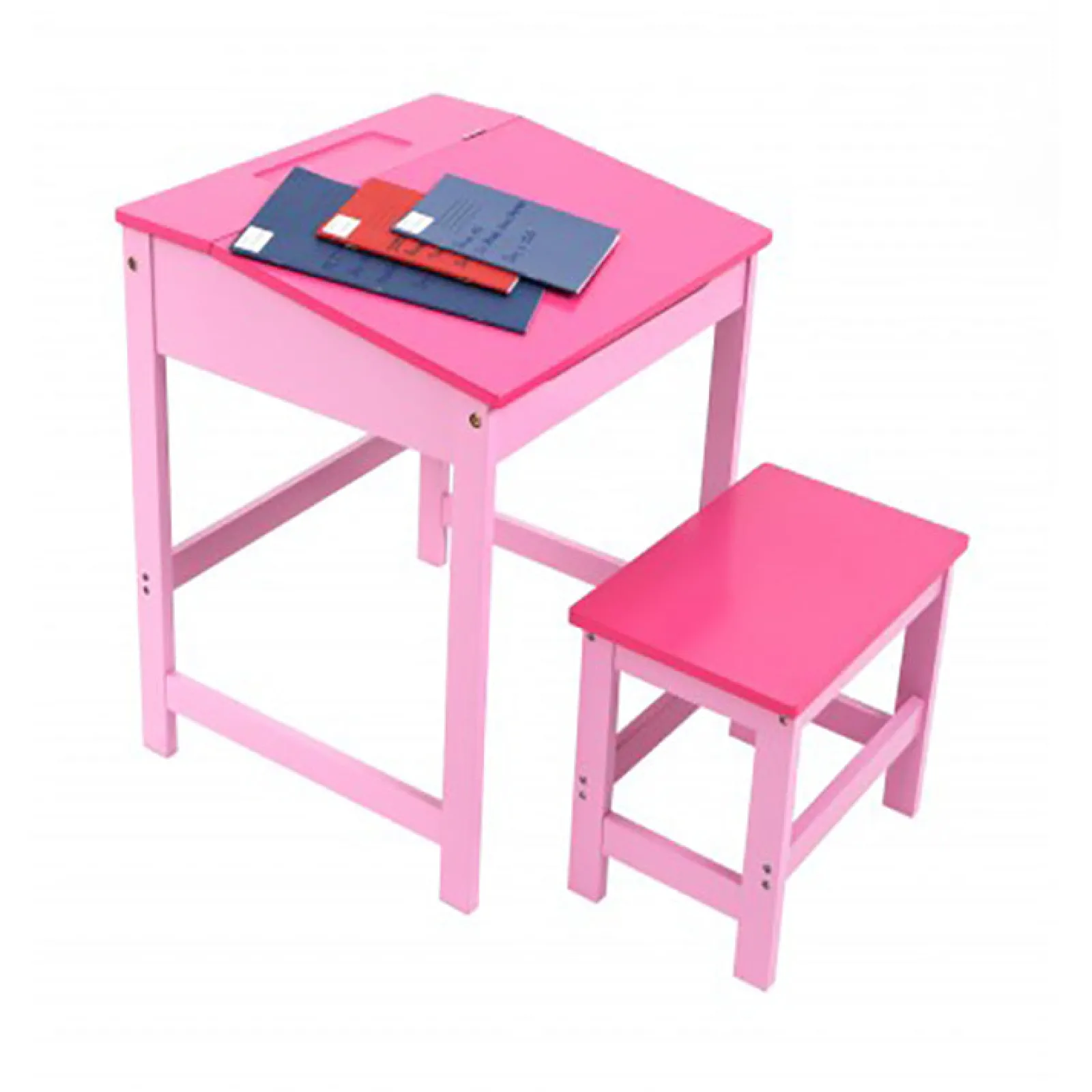 Kinder Little Helper Robuster und kompakter Kinderschreibtisch mit Hocker und Stauraum | Rosa | 3-8 Jahre