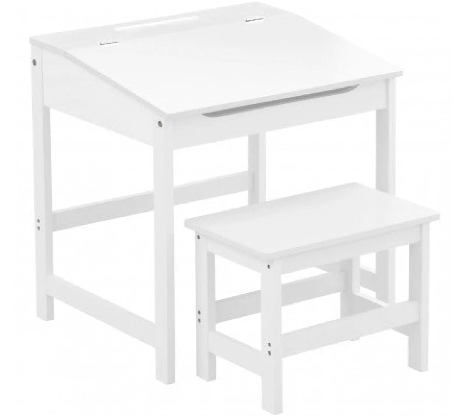 Kinder Little Helper Robuster und kompakter Kinderschreibtisch mit Hocker und Stauraum | Weiß | 3-8 Jahre