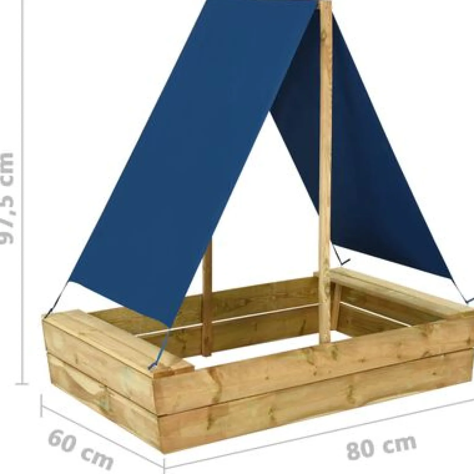 Little Helper Robuster, verrottungsbeständiger Sandkasten aus Öko-Holz | Schiff mit fester Struktur und Dach | Blau | 98 x 80 x 60 cm