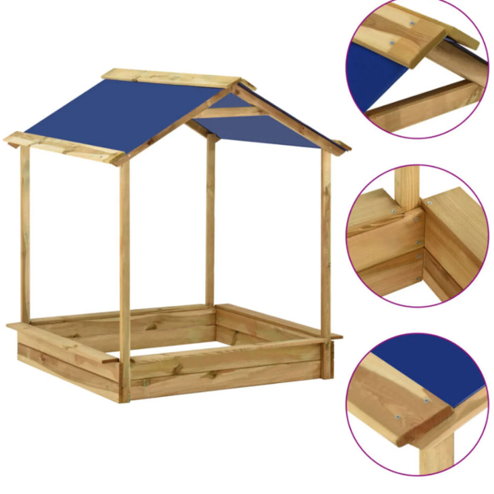 Little Helper Robustes Gartenspielhaus oder Sandkasten aus massivem Kiefernholz mit stabiler Struktur und Dach | Blau | 128 x 120 x 145 cm