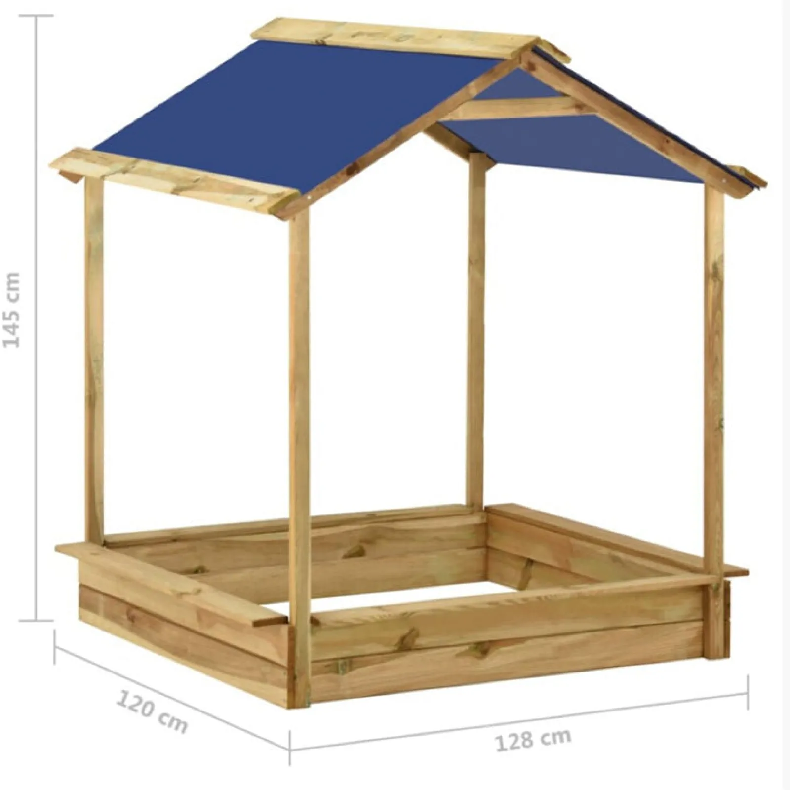 Little Helper Robustes Gartenspielhaus oder Sandkasten aus massivem Kiefernholz mit stabiler Struktur und Dach | Blau | 128 x 120 x 145 cm