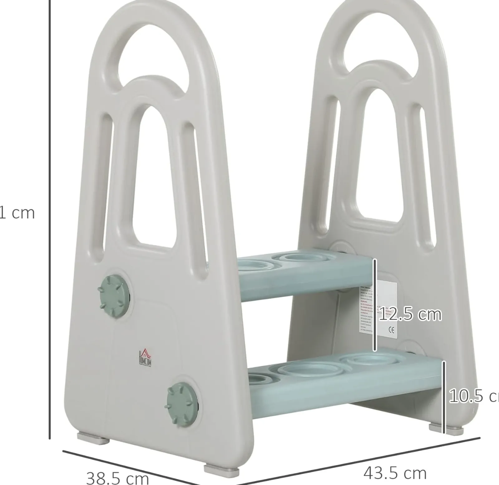 Kinder Little Helper Rutschfester Montessori-Tritthocker aus Kunststoff für Kleinkinder | Lernturm | Mint & Grau | 2-5 Jahre