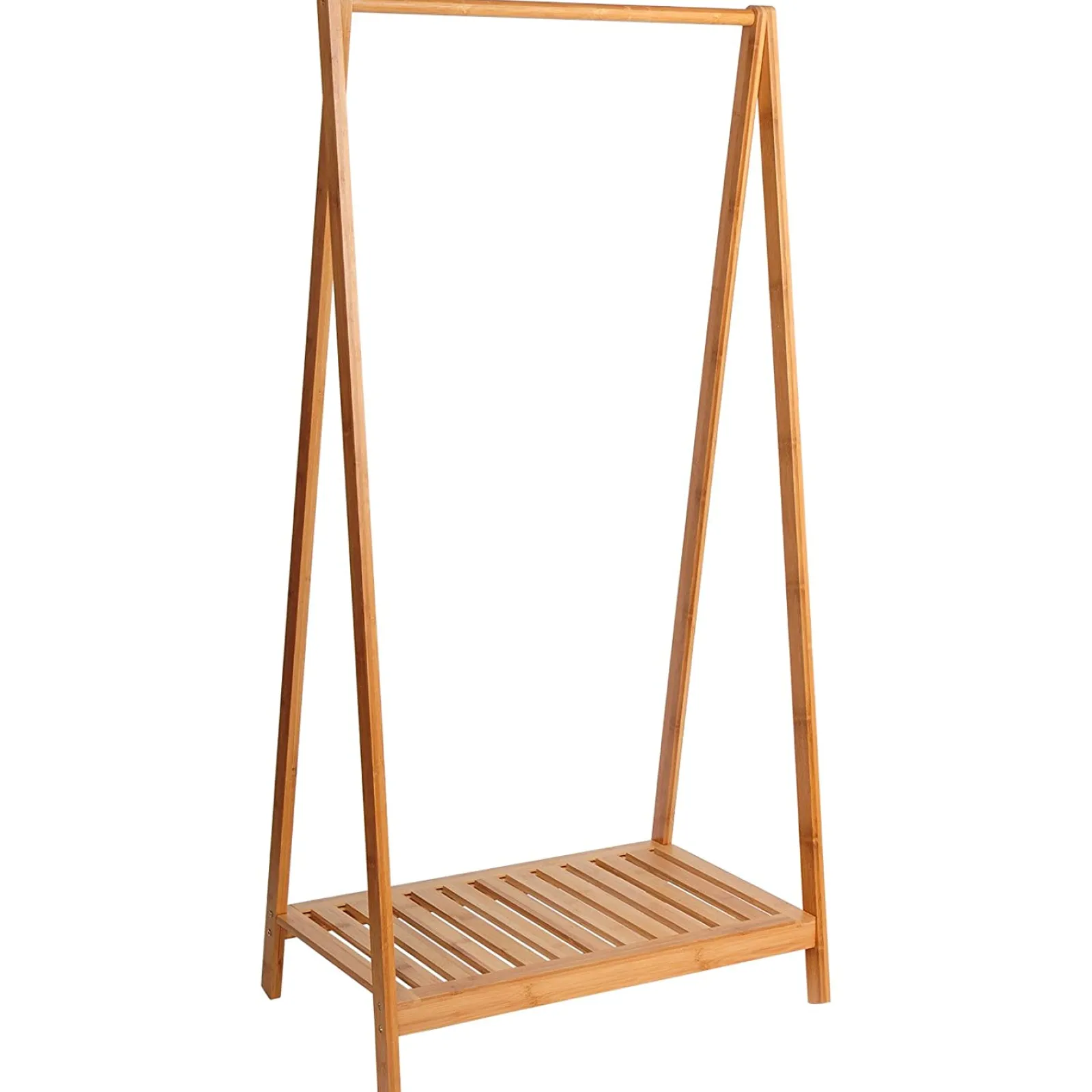 Kinder Little Helper Scandi Design 100 % Öko-Bambusholz | Freistehende Garderobe mit Ablage | Natur | 1,2 m hoch