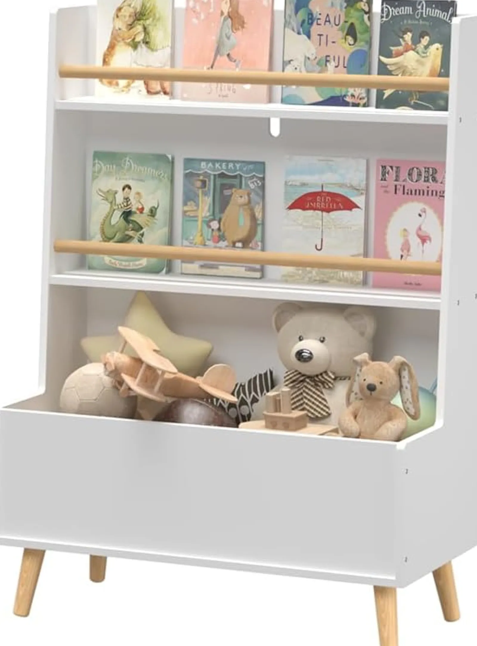Kinder Little Helper Scandi Montessori Kinderbücherregal & Spielzeugkiste | Spielzeugaufbewahrung | 90 cm hoch x 68 cm breit | Weiß