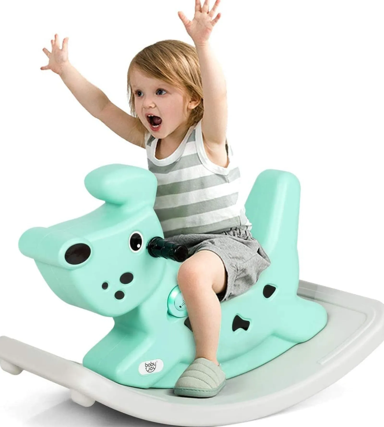 Little Helper Schaukelpferd-Hund für Babys und Kleinkinder | Aufsitzspielzeug mit Haltegriffen | Musik | Lichter | 6–36Monate