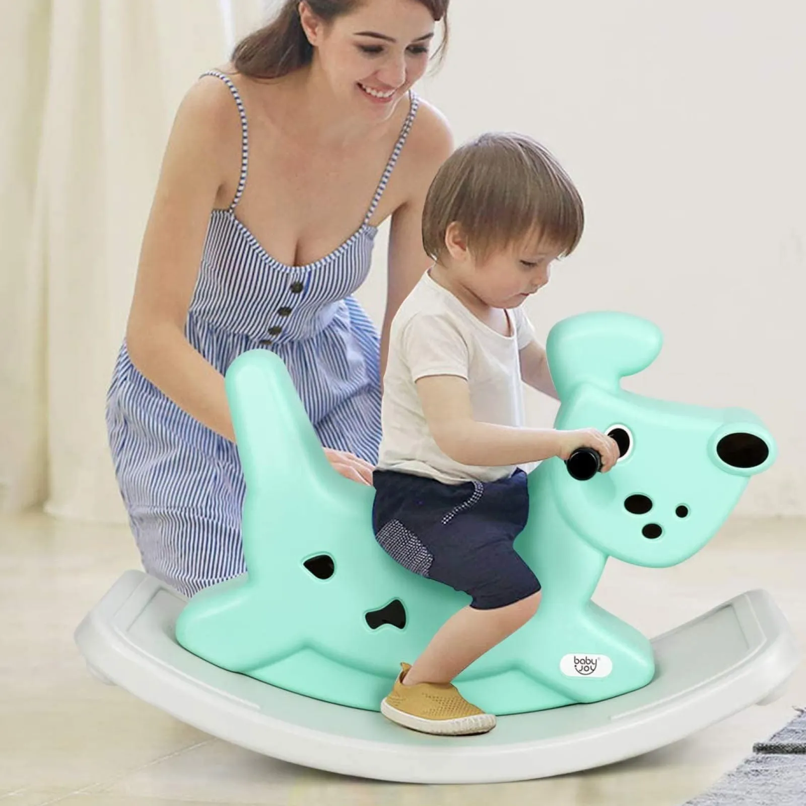 Little Helper Schaukelpferd-Hund für Babys und Kleinkinder | Aufsitzspielzeug mit Haltegriffen | Musik | Lichter | 6–36Monate