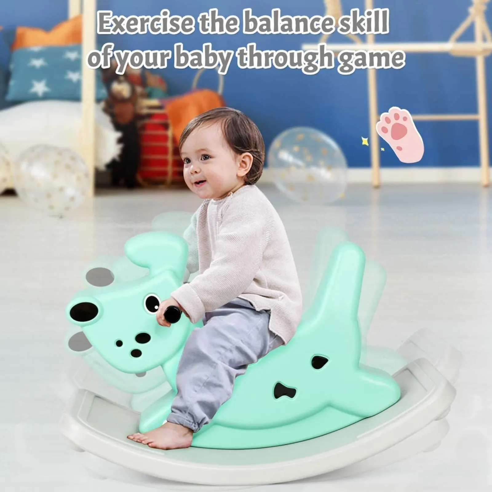 Little Helper Schaukelpferd-Hund für Babys und Kleinkinder | Aufsitzspielzeug mit Haltegriffen | Musik | Lichter | 6–36Monate