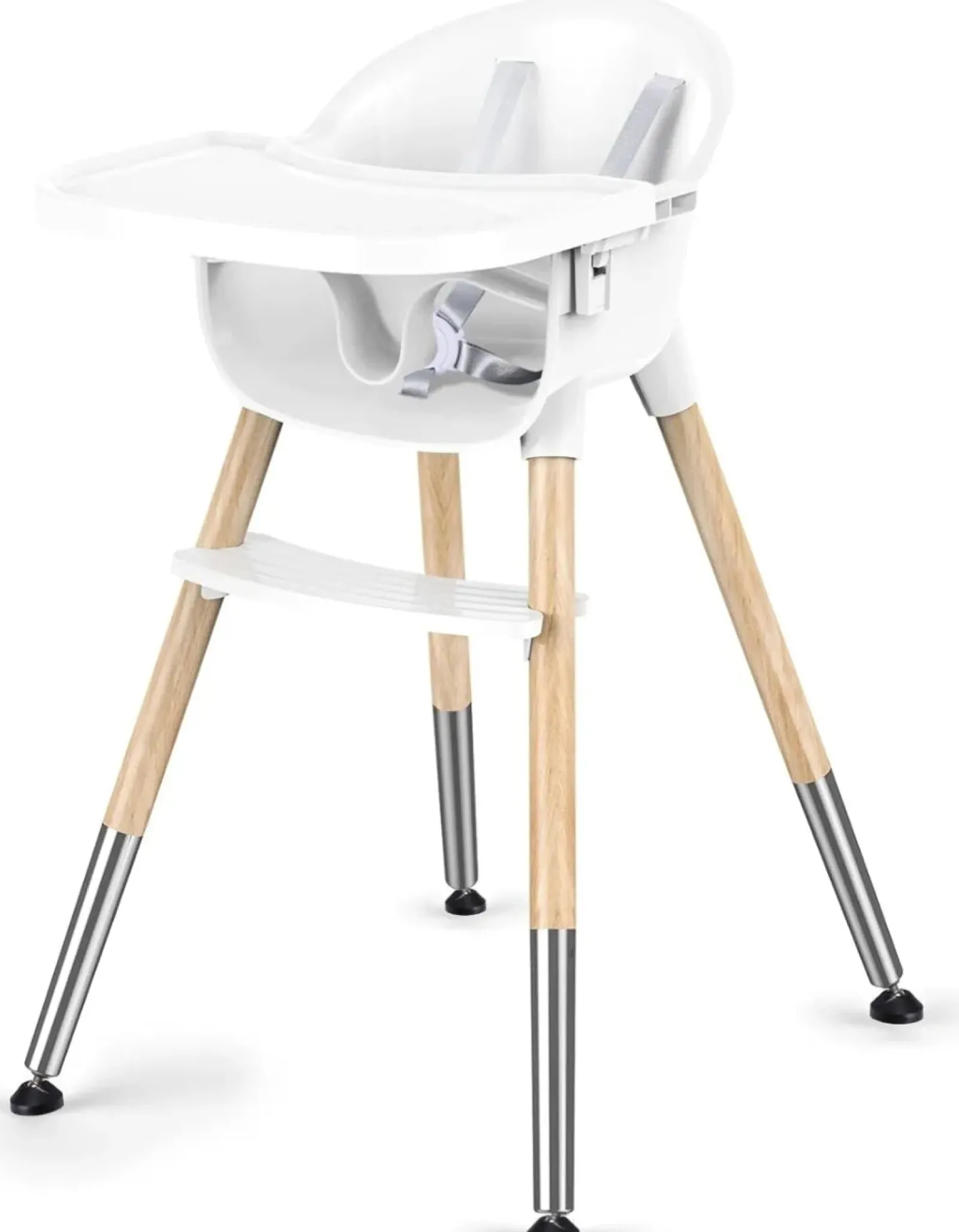 Little Helper Schlanker, leicht zu reinigender und ergonomischer Babyhochstuhl | Abnehmbares Tablett | 5-Punkt-Sicherheitsgurt | Weiß